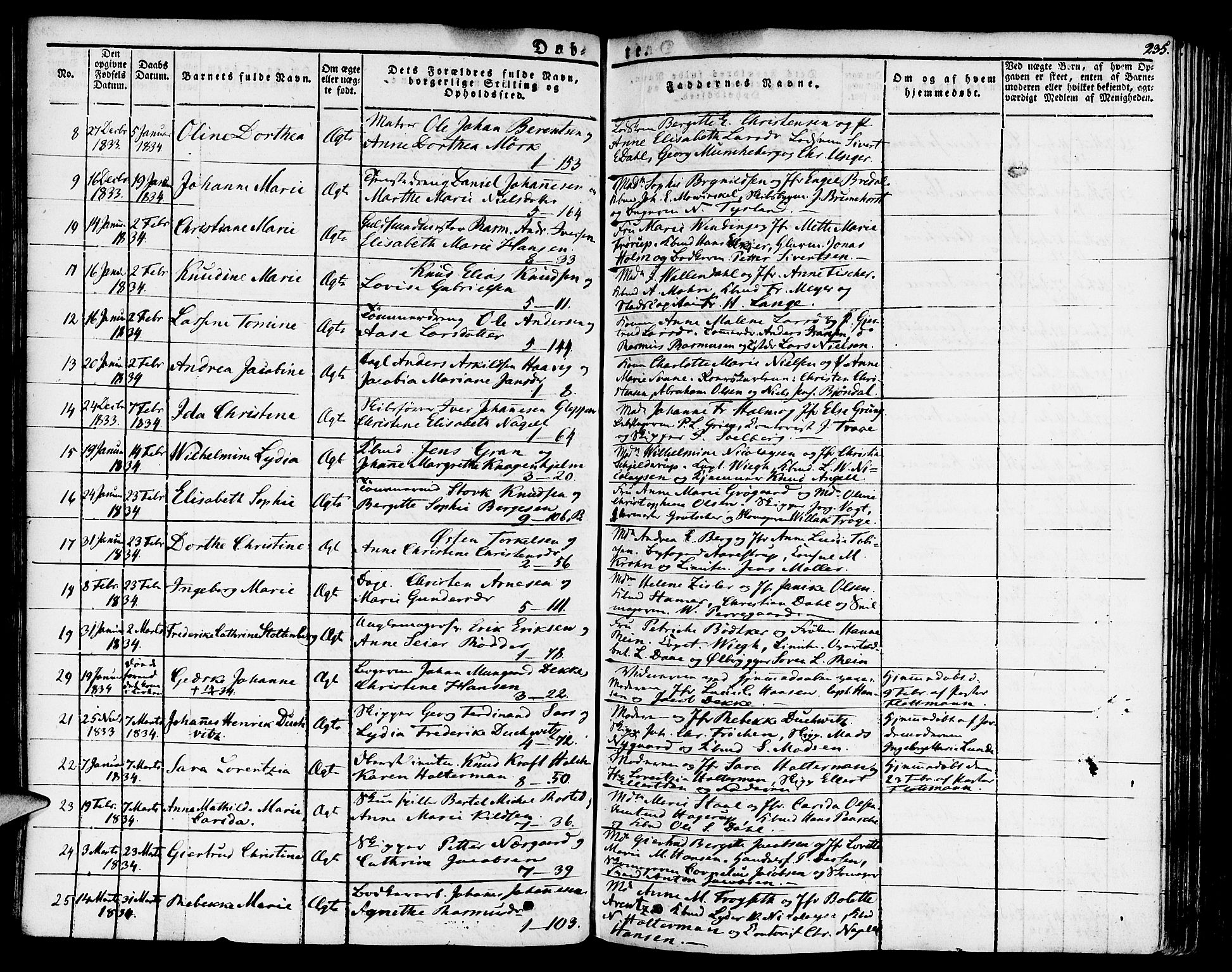 Nykirken Sokneprestembete, AV/SAB-A-77101/H/Haa/L0012: Parish register (official) no. A 12, 1821-1844, p. 235