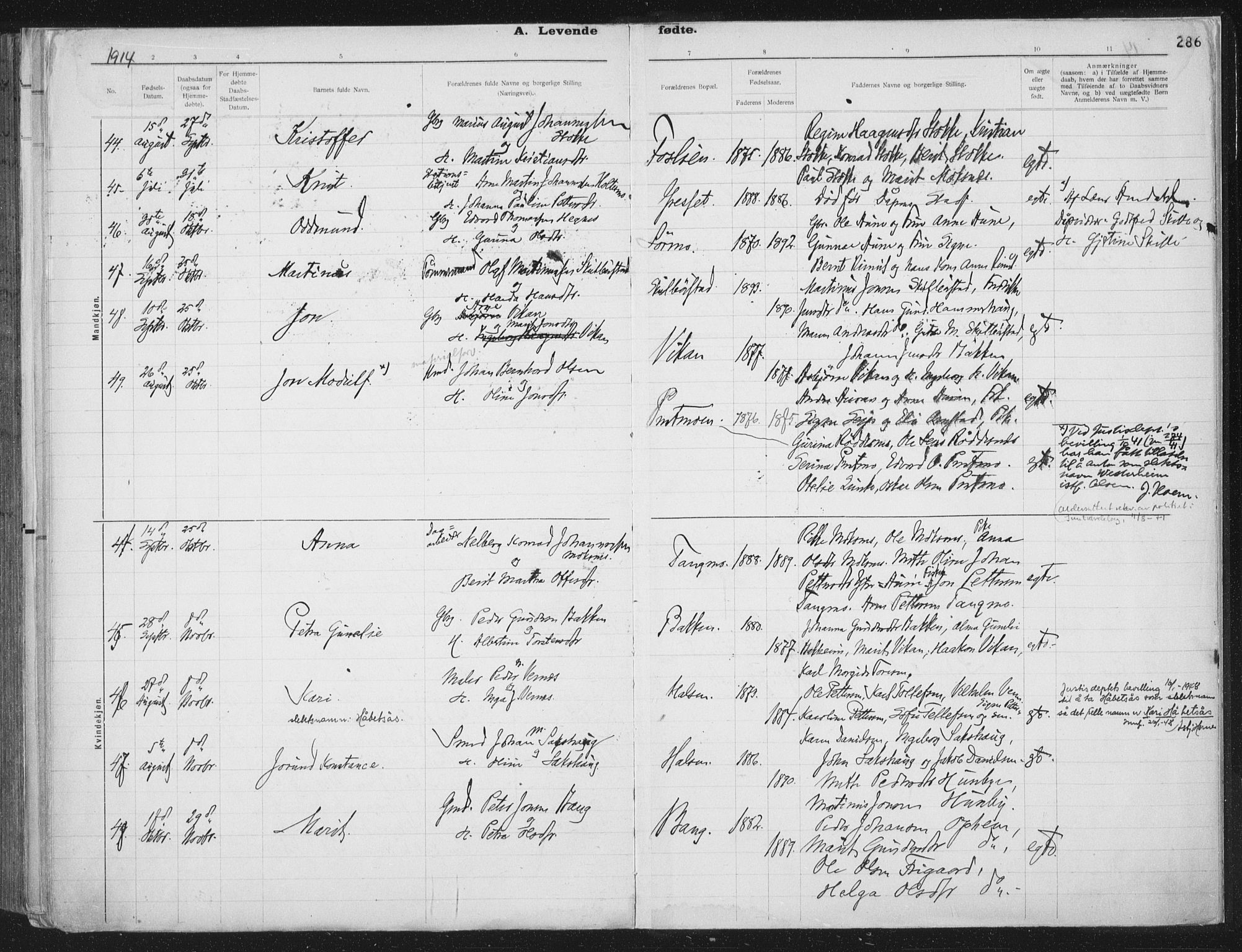 Ministerialprotokoller, klokkerbøker og fødselsregistre - Nord-Trøndelag, AV/SAT-A-1458/709/L0082: Parish register (official) no. 709A22, 1896-1916, p. 286