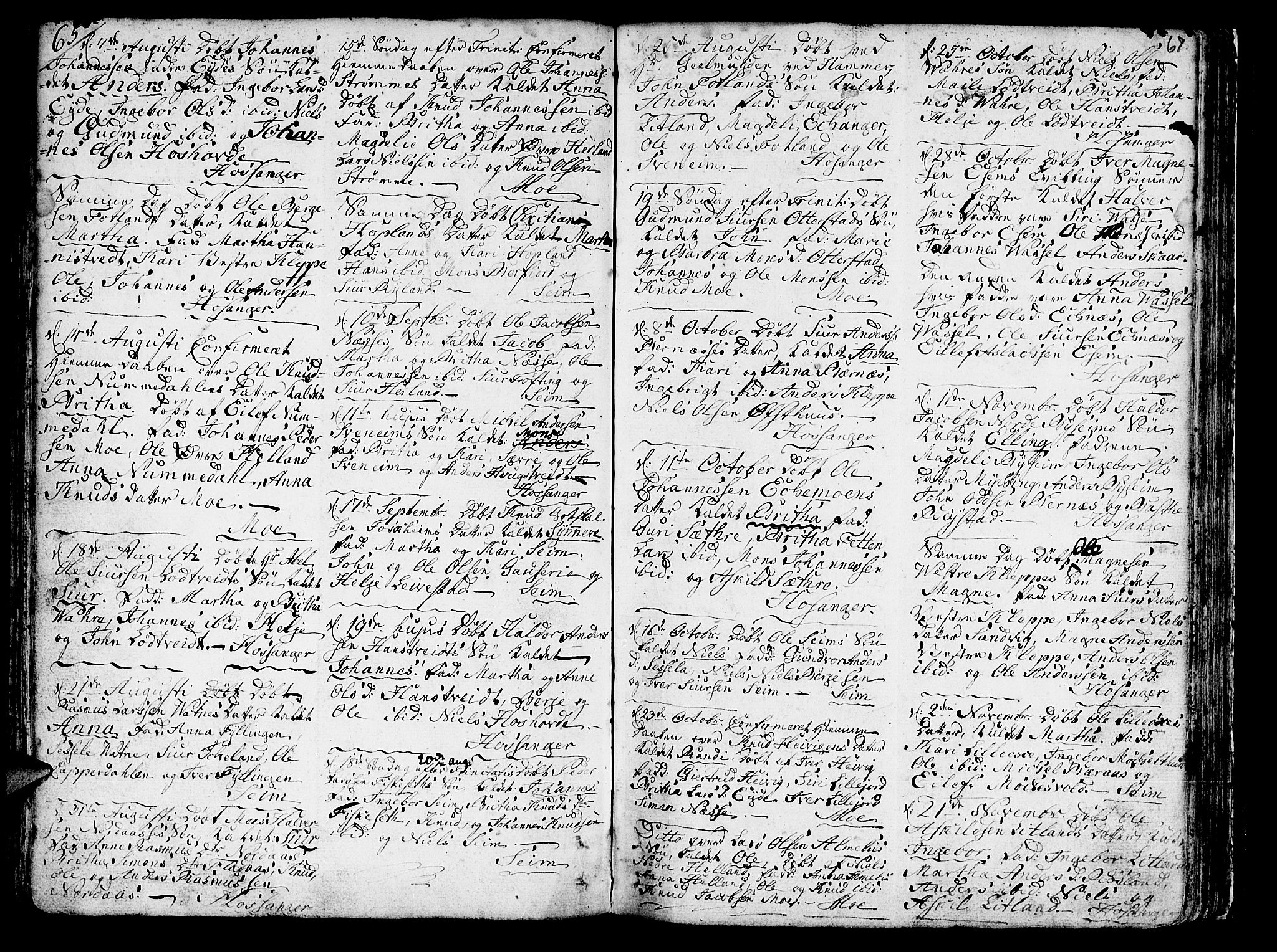 Hosanger sokneprestembete, AV/SAB-A-75801/H/Haa: Parish register (official) no. A 2 /1, 1766-1793, p. 67