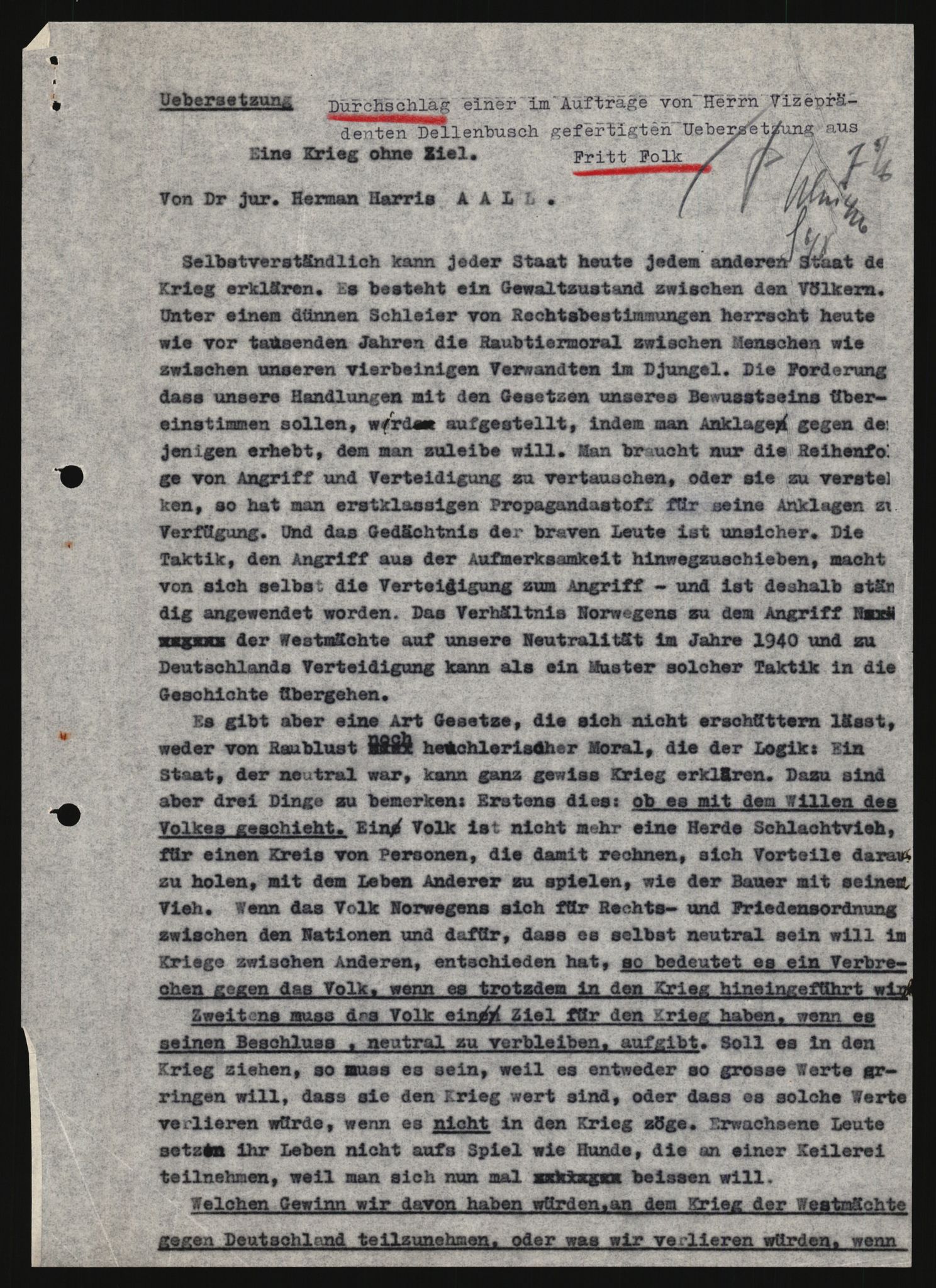 Forsvarets Overkommando. 2 kontor. Arkiv 11.4. Spredte tyske arkivsaker, AV/RA-RAFA-7031/D/Dar/Darb/L0013: Reichskommissariat - Hauptabteilung Vervaltung, 1917-1942, p. 126