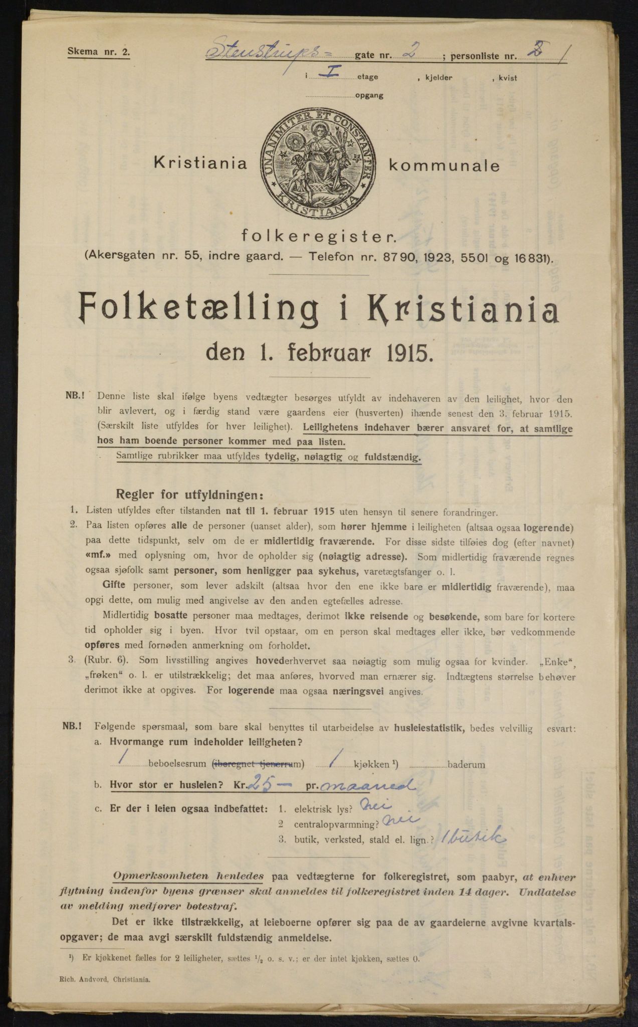 OBA, Municipal Census 1915 for Kristiania, 1915, p. 100820