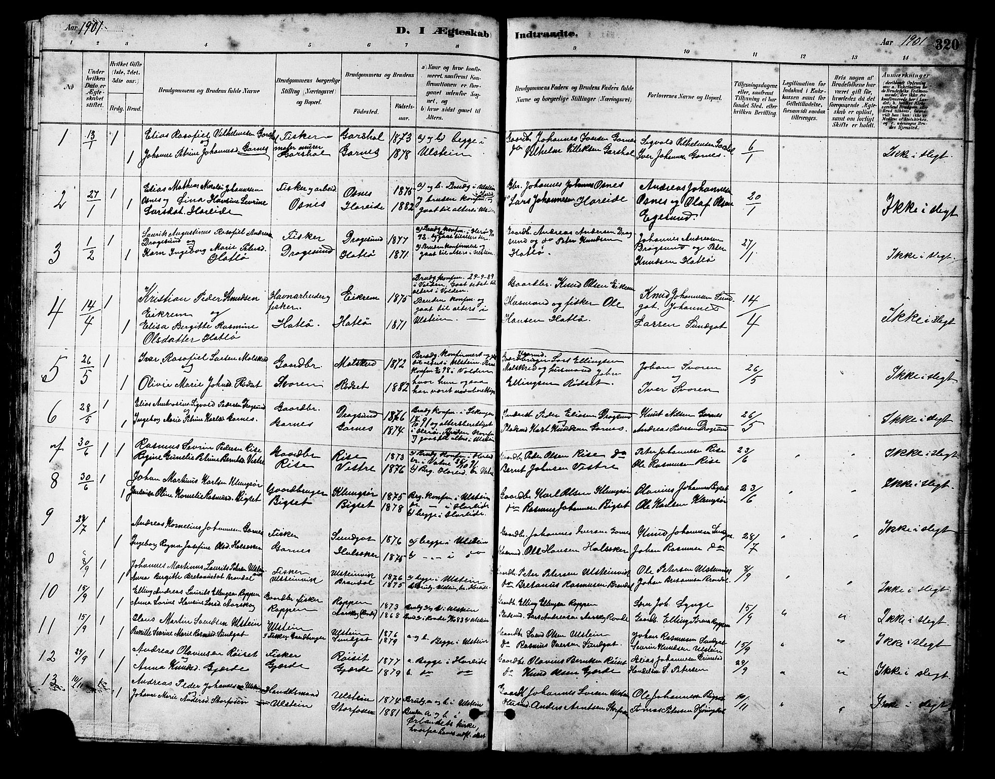 Ministerialprotokoller, klokkerbøker og fødselsregistre - Møre og Romsdal, SAT/A-1454/509/L0112: Parish register (copy) no. 509C02, 1883-1922, p. 320