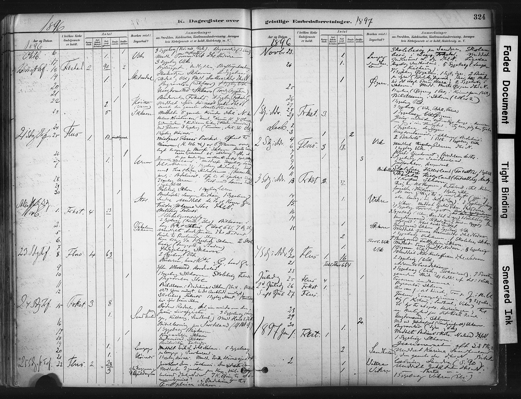 Skudenes sokneprestkontor, AV/SAST-A -101849/H/Ha/Haa/L0009: Parish register (official) no. A 6, 1882-1912, p. 324