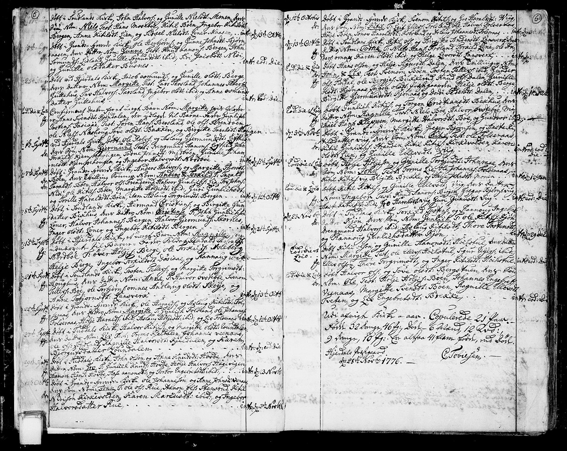 Hjartdal kirkebøker, SAKO/A-270/F/Fa/L0005: Parish register (official) no. I 5, 1776-1801, p. 5-6