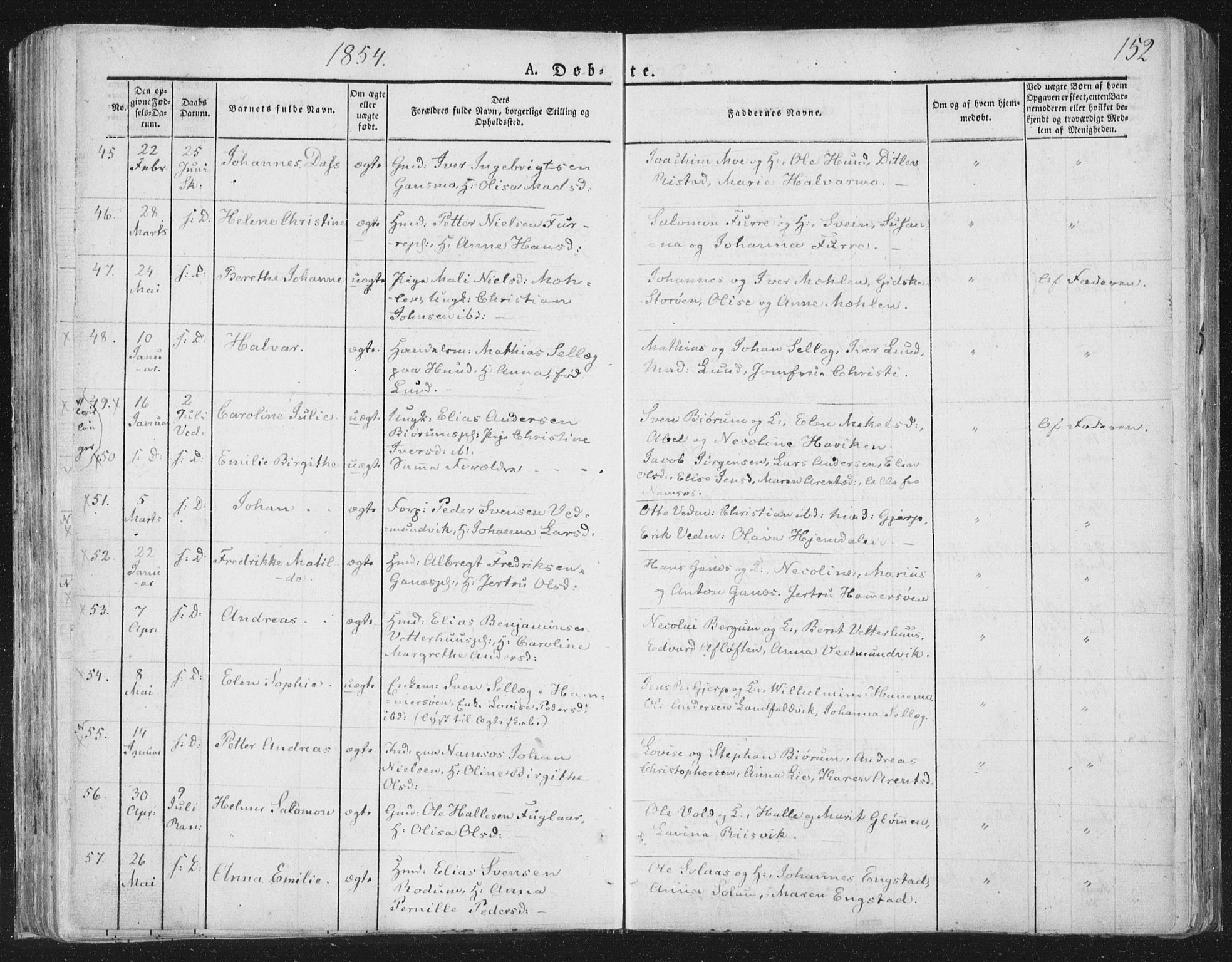 Ministerialprotokoller, klokkerbøker og fødselsregistre - Nord-Trøndelag, SAT/A-1458/764/L0551: Parish register (official) no. 764A07a, 1824-1864, p. 152