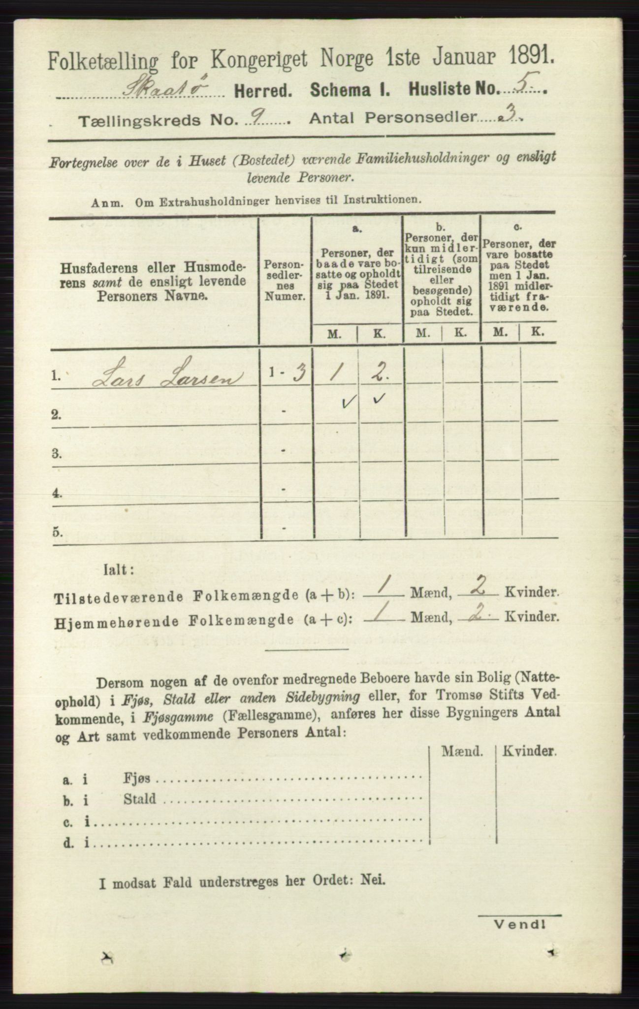 RA, 1891 census for 0815 Skåtøy, 1891, p. 3844