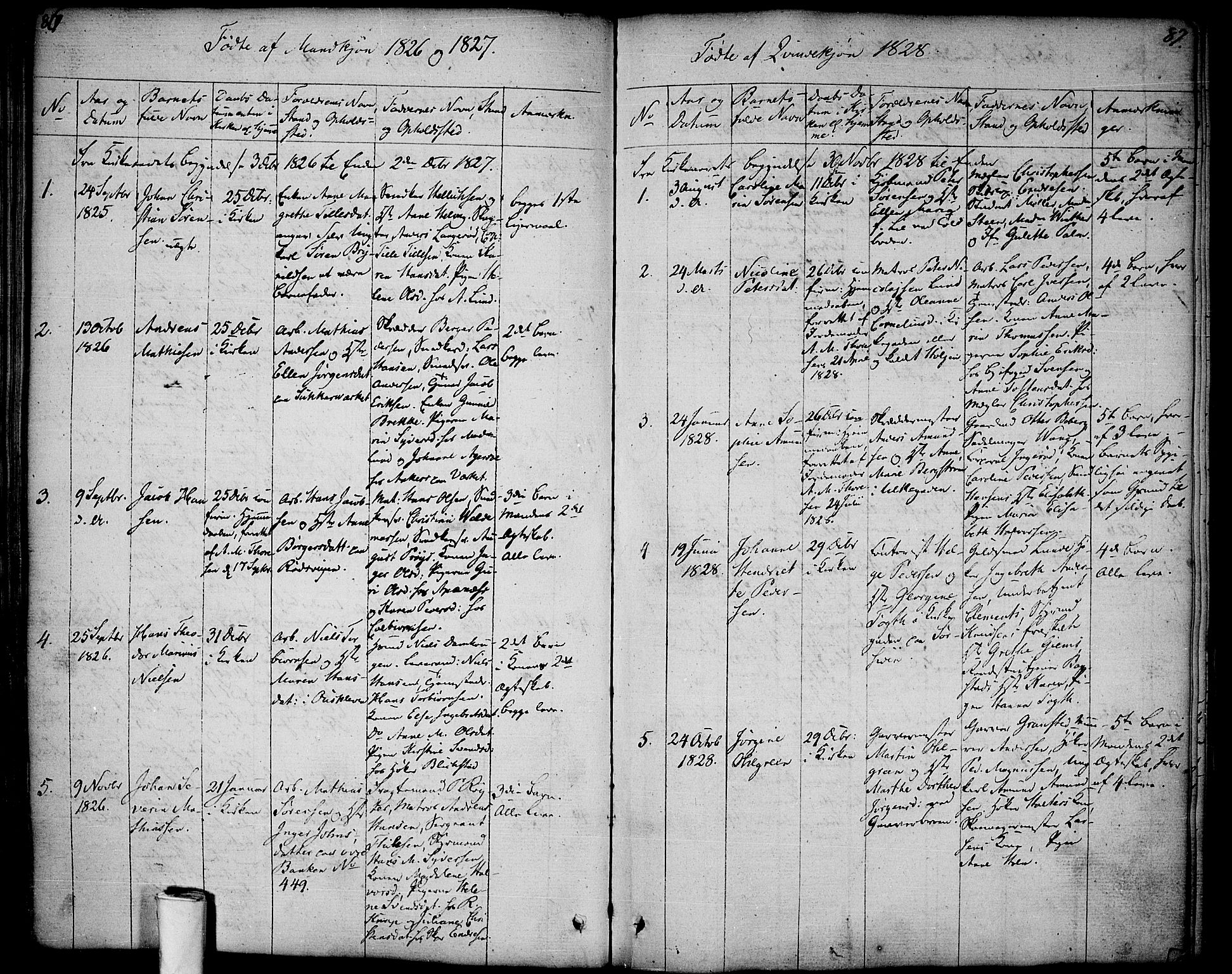 Halden prestekontor Kirkebøker, SAO/A-10909/F/Fa/L0004: Parish register (official) no. I 4, 1823-1834, p. 86-87