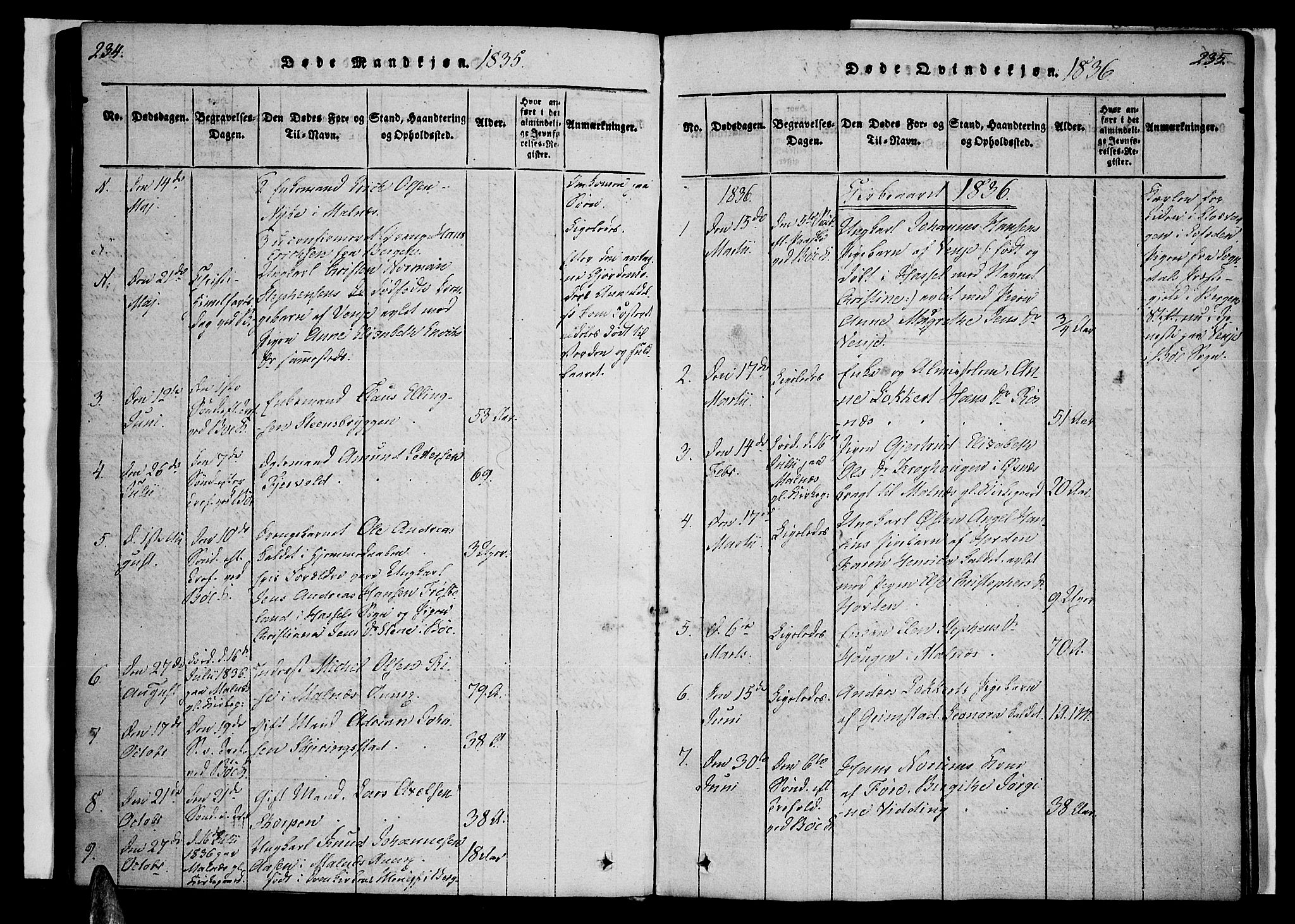 Ministerialprotokoller, klokkerbøker og fødselsregistre - Nordland, AV/SAT-A-1459/891/L1298: Parish register (official) no. 891A03, 1820-1840, p. 234-235