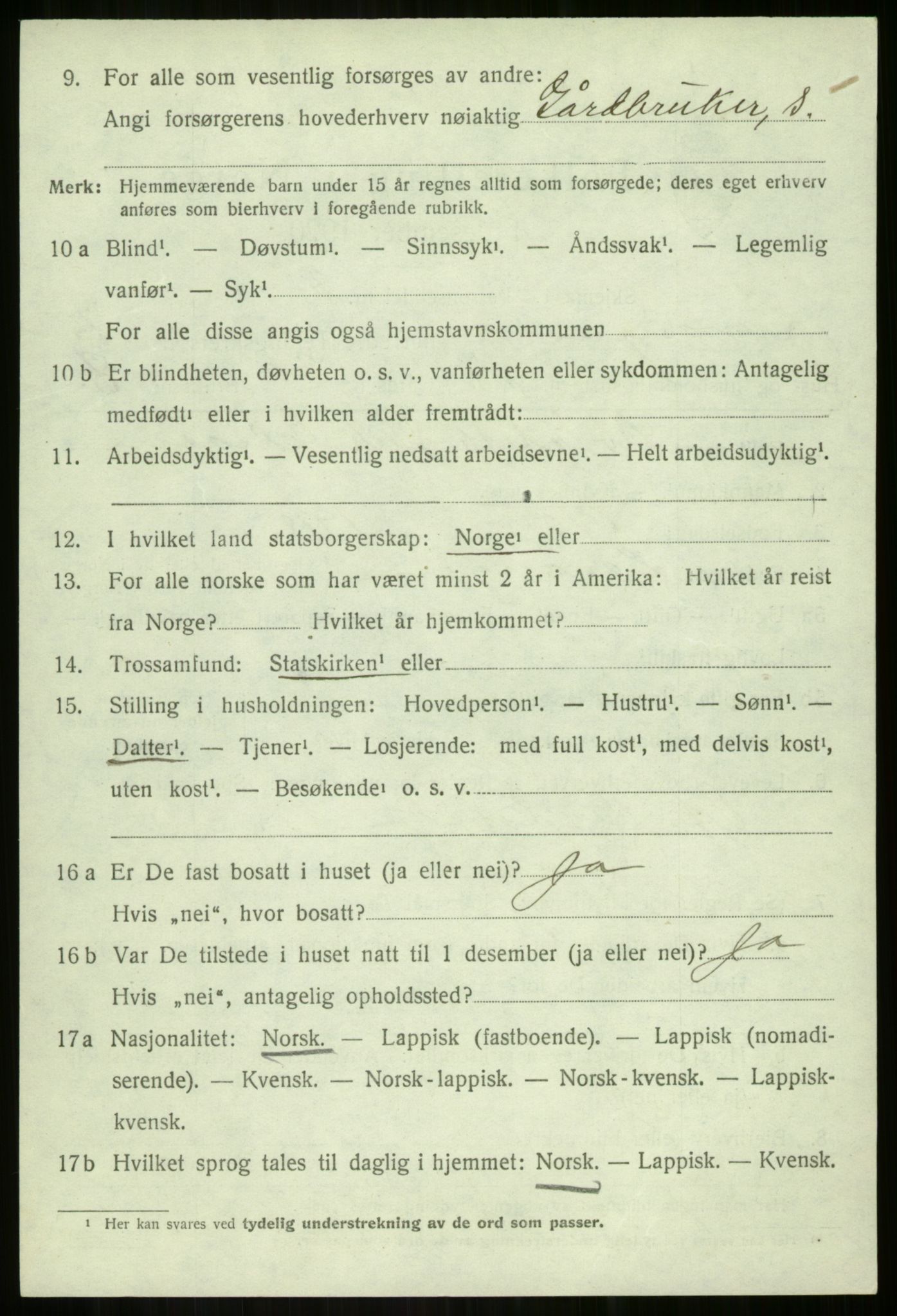 SATØ, 1920 census for Lavangen, 1920, p. 2914