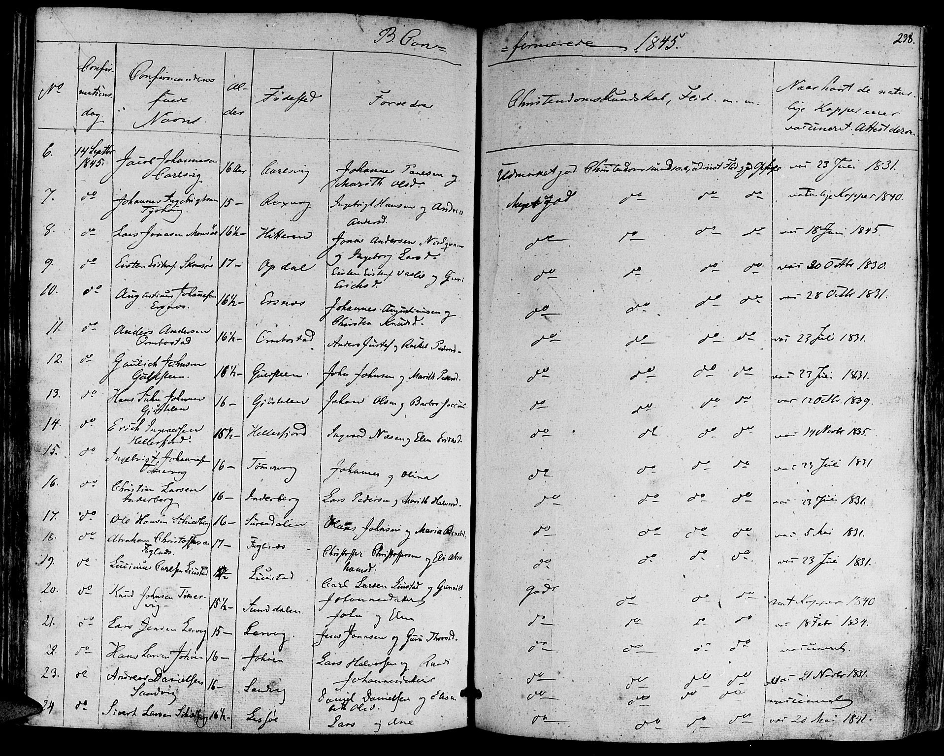 Ministerialprotokoller, klokkerbøker og fødselsregistre - Møre og Romsdal, AV/SAT-A-1454/581/L0936: Parish register (official) no. 581A04, 1836-1852, p. 238