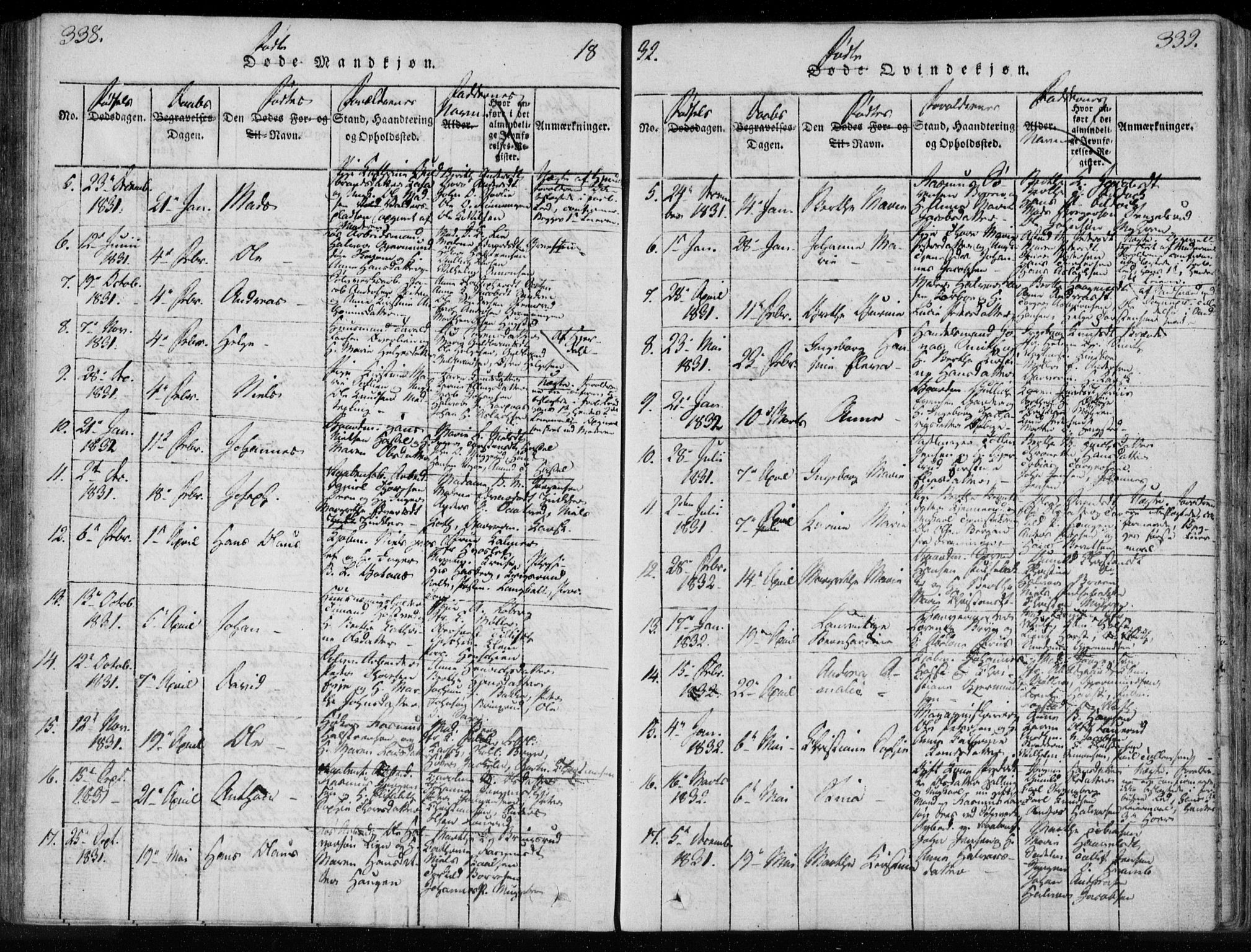 Kongsberg kirkebøker, AV/SAKO-A-22/F/Fa/L0008: Parish register (official) no. I 8, 1816-1839, p. 338-339