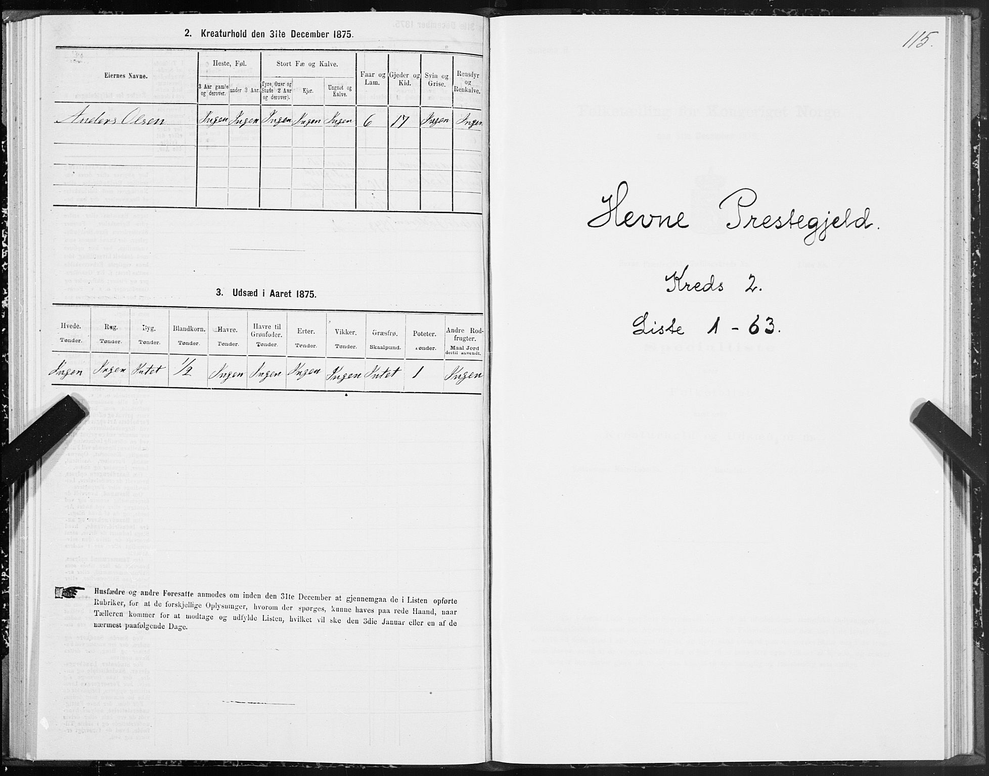 SAT, 1875 census for 1612P Hemne, 1875, p. 1115