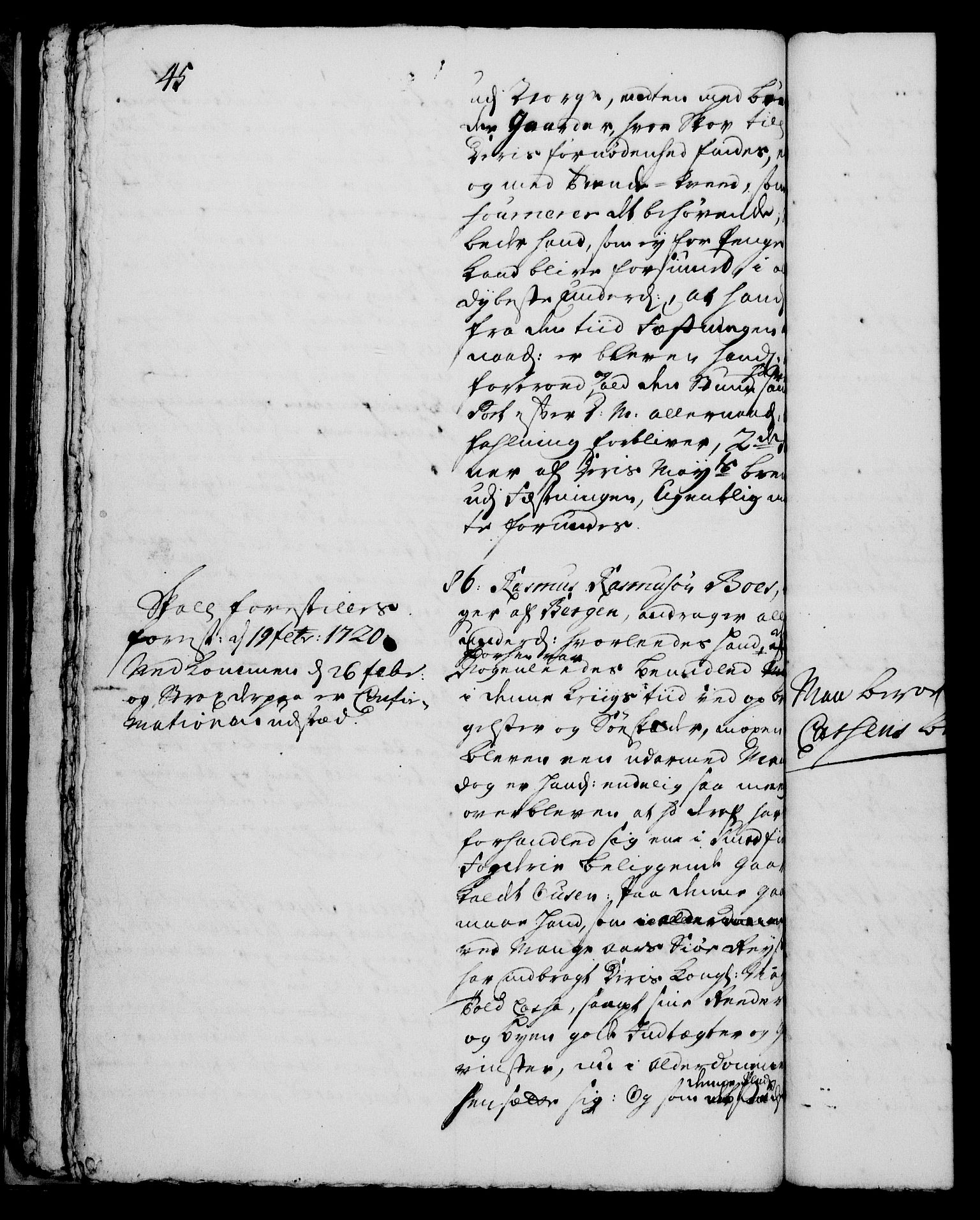 Rentekammeret, Kammerkanselliet, RA/EA-3111/G/Gh/Gha/L0001: Norsk ekstraktmemorialprotokoll, sak. 1-375 (merket RK 53.46), 1720, p. 45