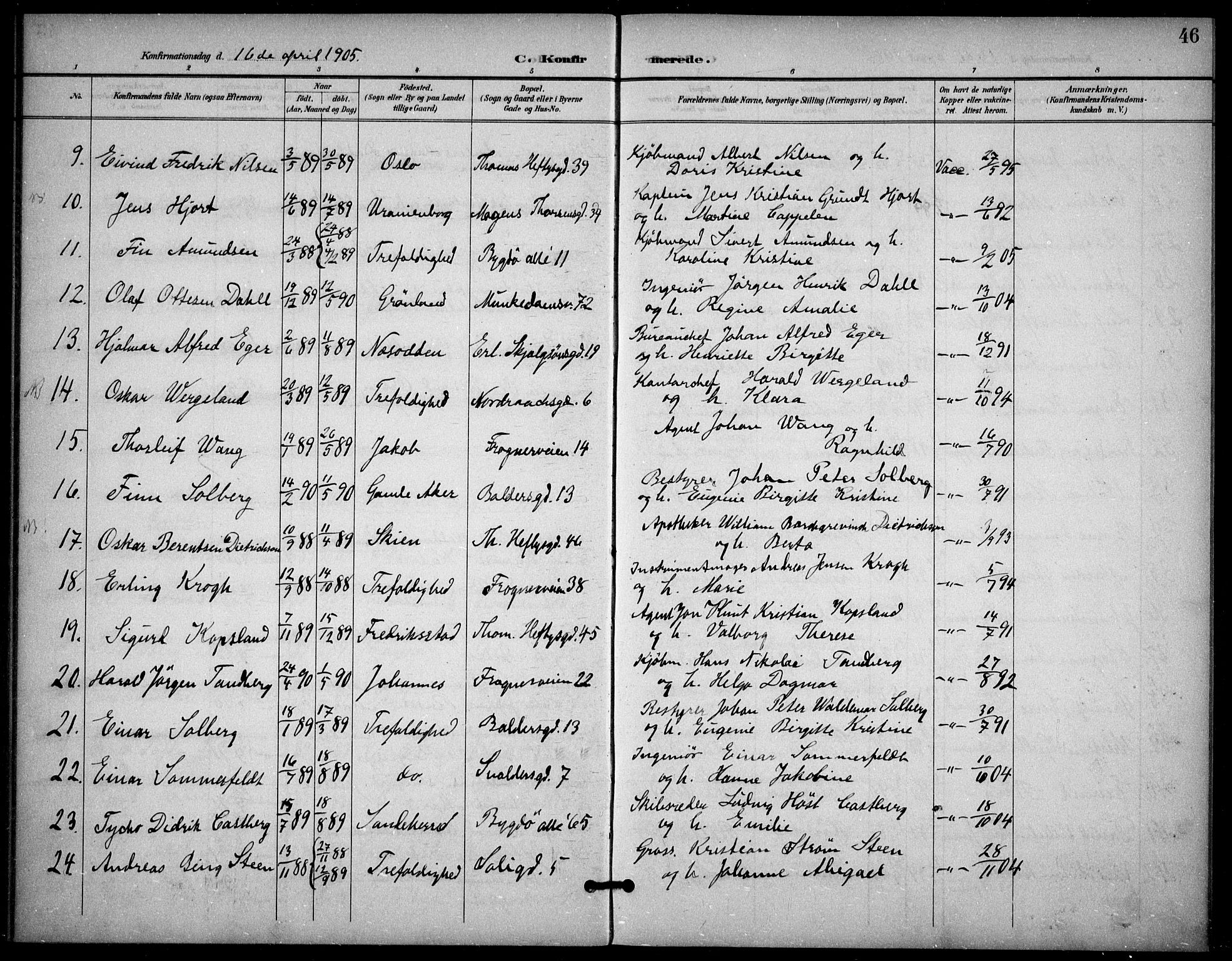 Frogner prestekontor Kirkebøker, AV/SAO-A-10886/F/Fa/L0001: Parish register (official) no. 1, 1898-1916, p. 46