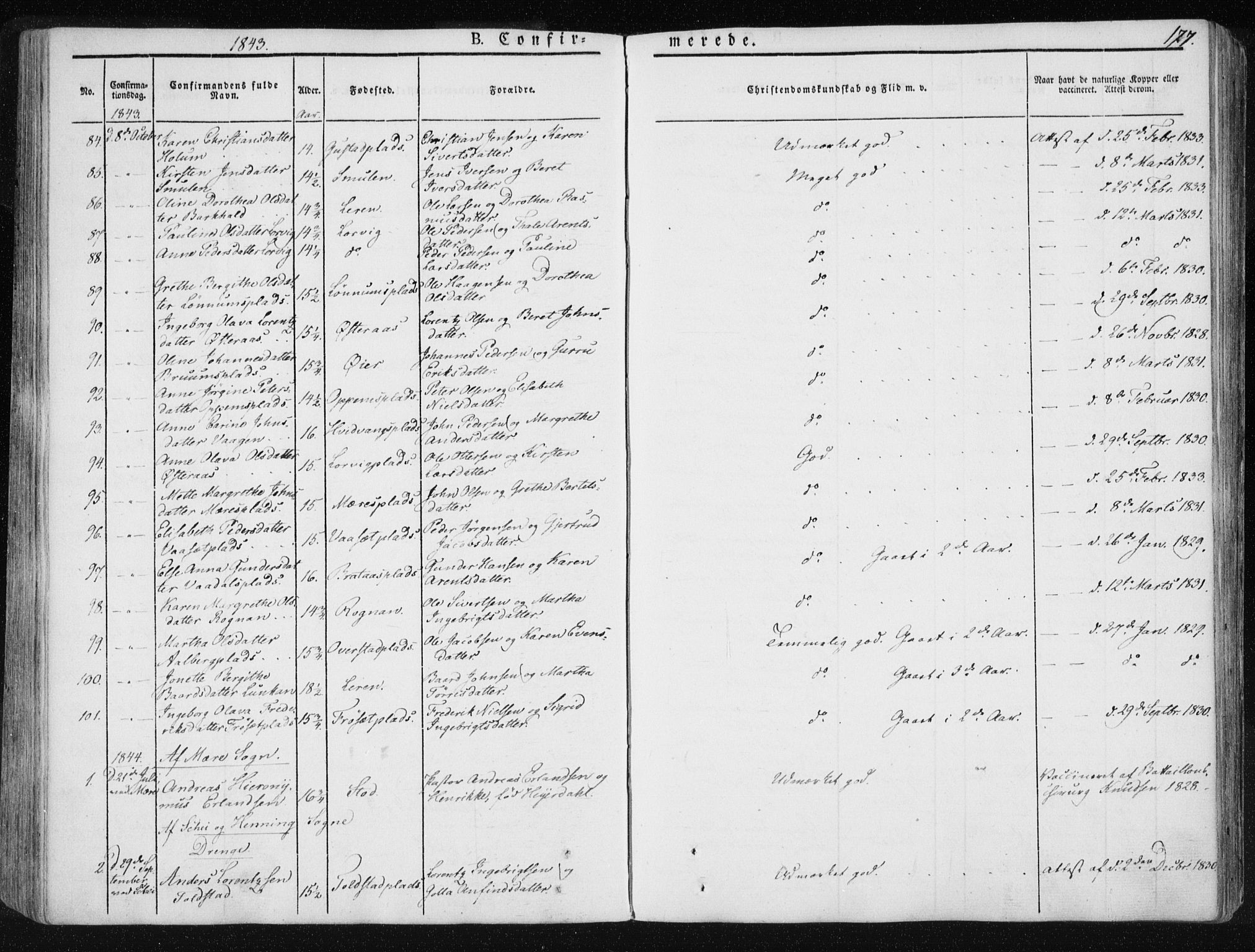 Ministerialprotokoller, klokkerbøker og fødselsregistre - Nord-Trøndelag, SAT/A-1458/735/L0339: Parish register (official) no. 735A06 /1, 1836-1848, p. 177