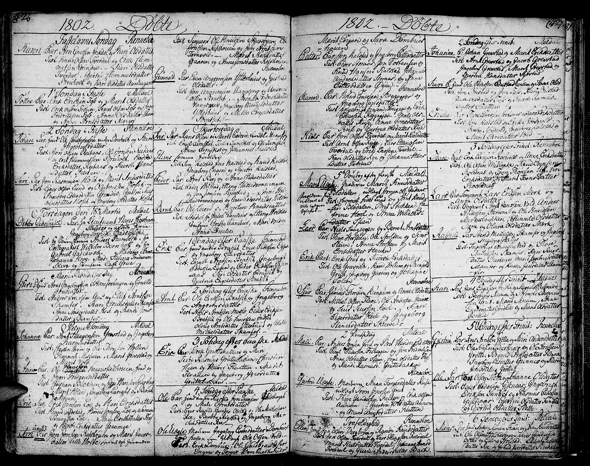 Ministerialprotokoller, klokkerbøker og fødselsregistre - Sør-Trøndelag, SAT/A-1456/672/L0852: Parish register (official) no. 672A05, 1776-1815, p. 426-427