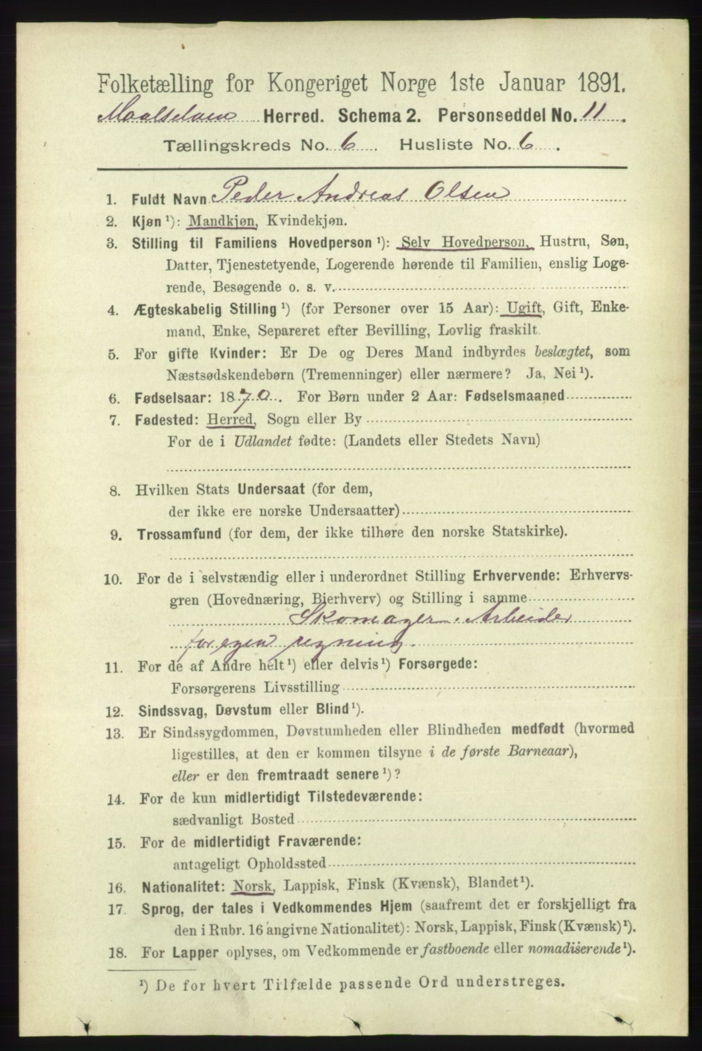 RA, 1891 census for 1924 Målselv, 1891, p. 2082