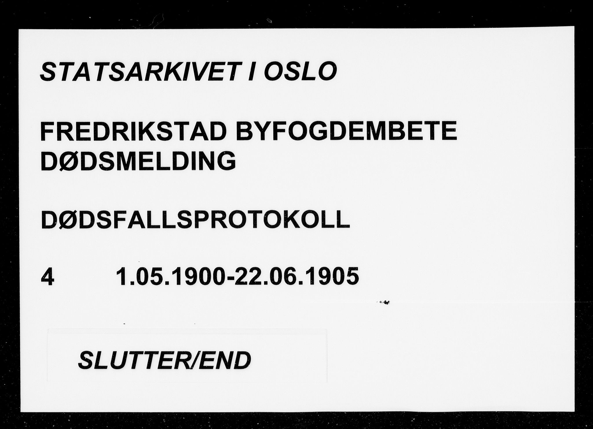 Fredrikstad byfogd, SAO/A-10473a/H/Ha/Hab/L0004: Dødsfallsprotokoll, 1900-1905