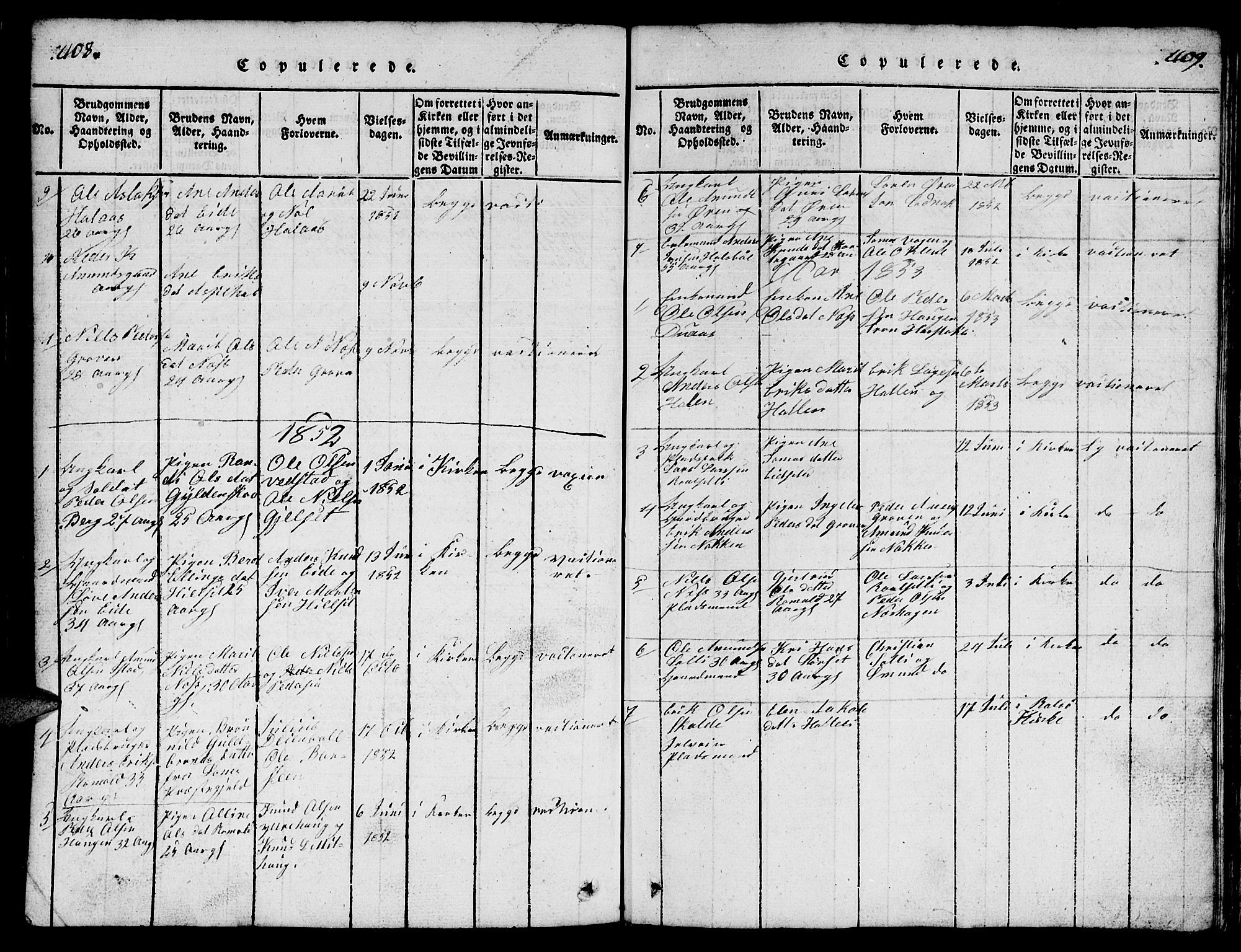 Ministerialprotokoller, klokkerbøker og fødselsregistre - Møre og Romsdal, SAT/A-1454/557/L0683: Parish register (copy) no. 557C01, 1818-1862, p. 408-409