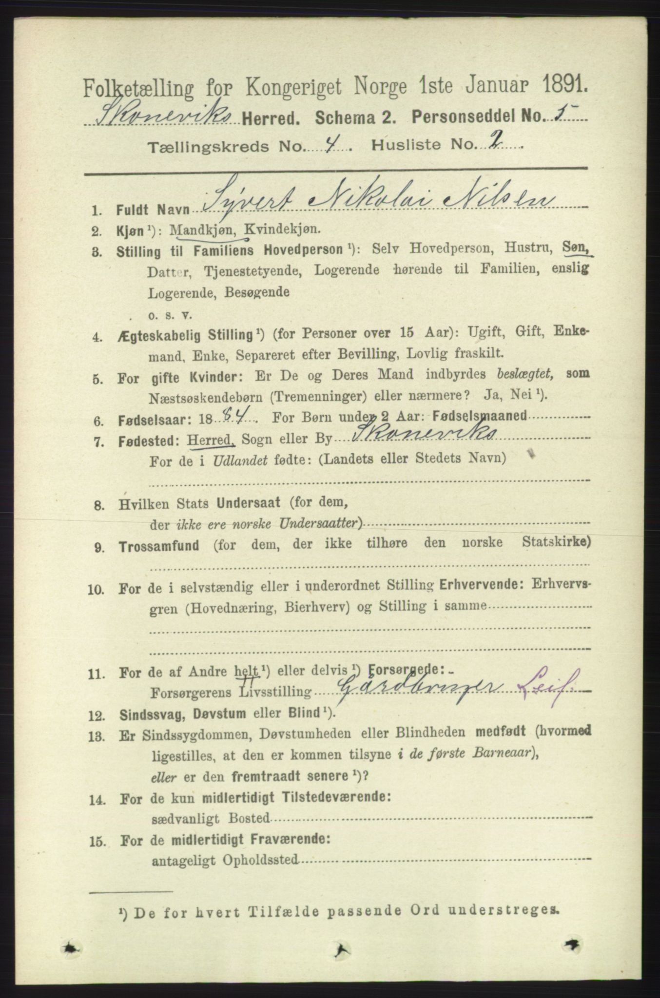 RA, 1891 census for 1212 Skånevik, 1891, p. 851