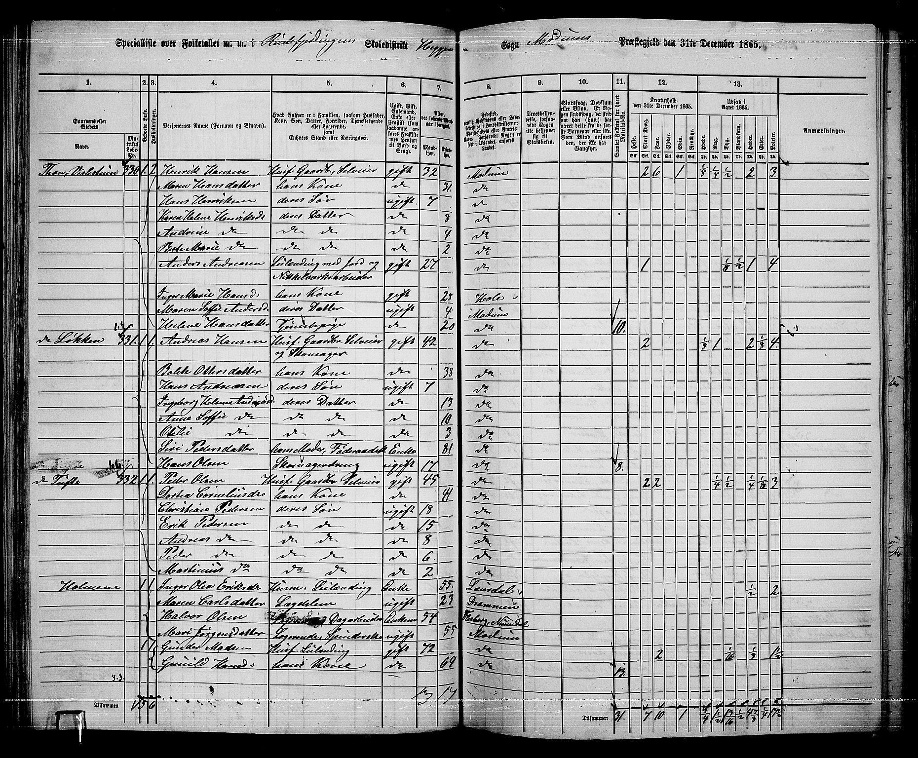 RA, 1865 census for Modum, 1865, p. 120