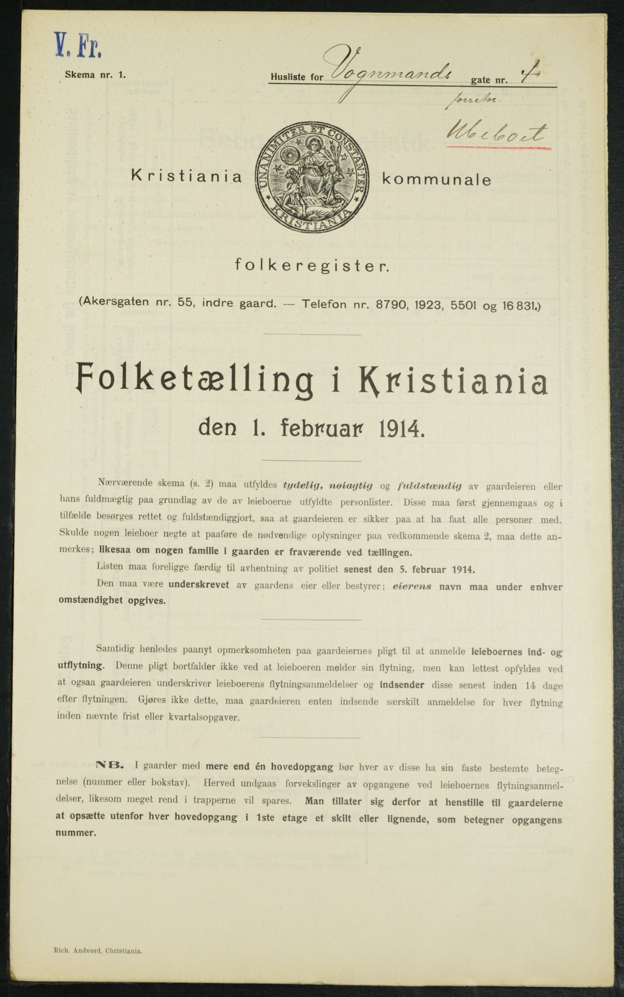 OBA, Municipal Census 1914 for Kristiania, 1914, p. 125153