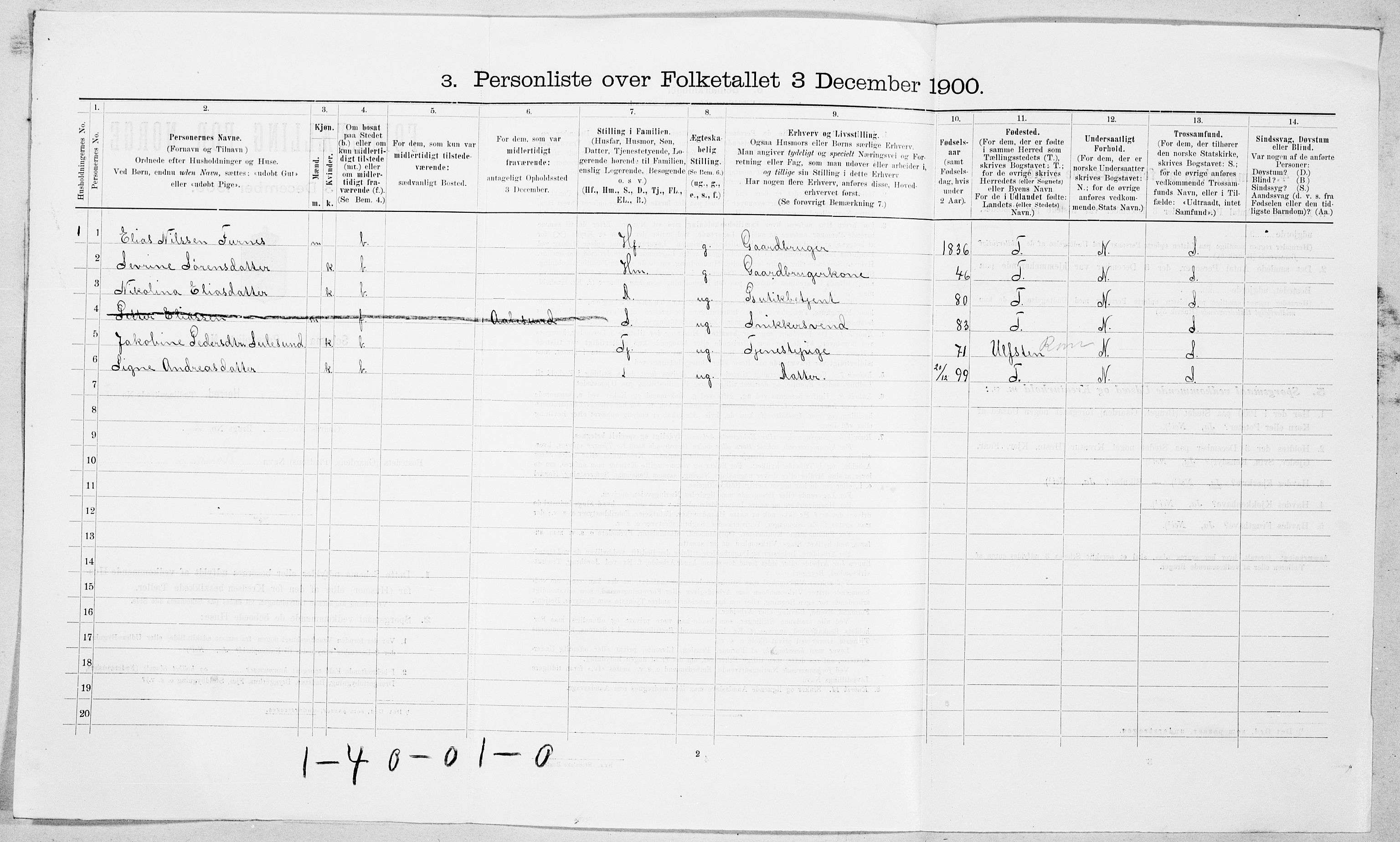 SAT, 1900 census for Borgund, 1900, p. 806