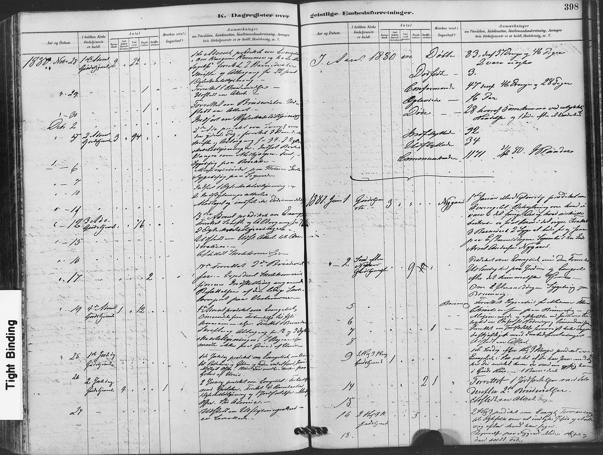 Hvaler prestekontor Kirkebøker, SAO/A-2001/F/Fa/L0008: Parish register (official) no. I 8, 1878-1895, p. 398