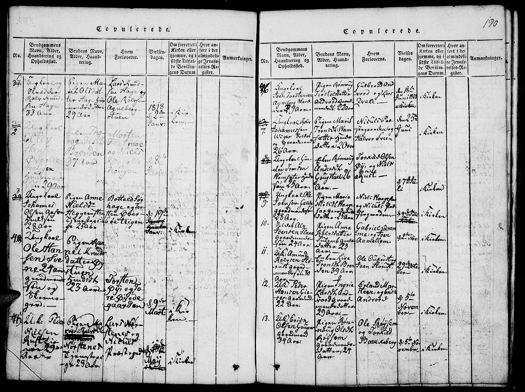Lom prestekontor, SAH/PREST-070/L/L0001: Parish register (copy) no. 1, 1815-1836, p. 190