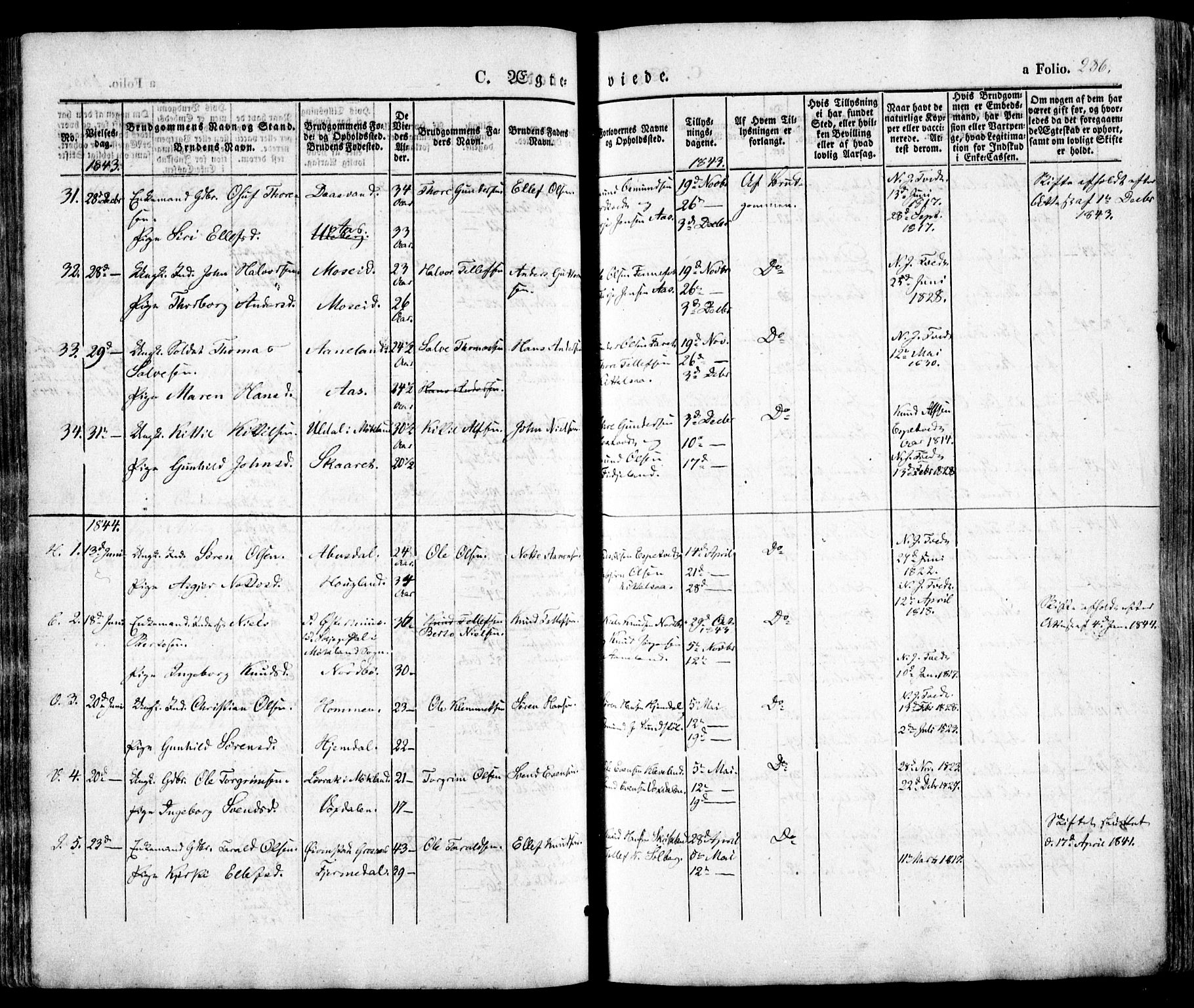 Evje sokneprestkontor, SAK/1111-0008/F/Fa/Faa/L0005: Parish register (official) no. A 5, 1843-1865, p. 286
