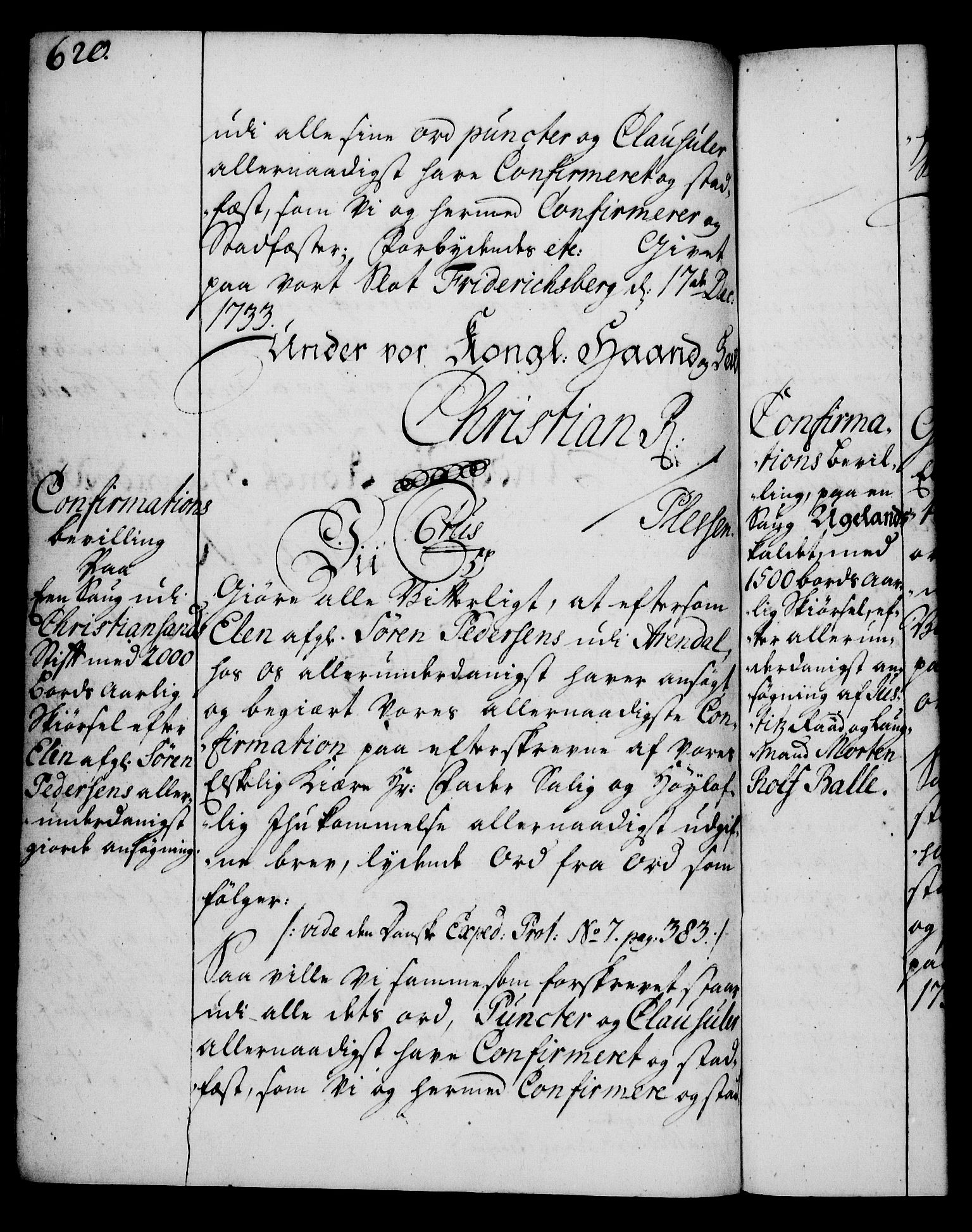 Rentekammeret, Kammerkanselliet, RA/EA-3111/G/Gg/Gga/L0003: Norsk ekspedisjonsprotokoll med register (merket RK 53.3), 1727-1734, p. 620