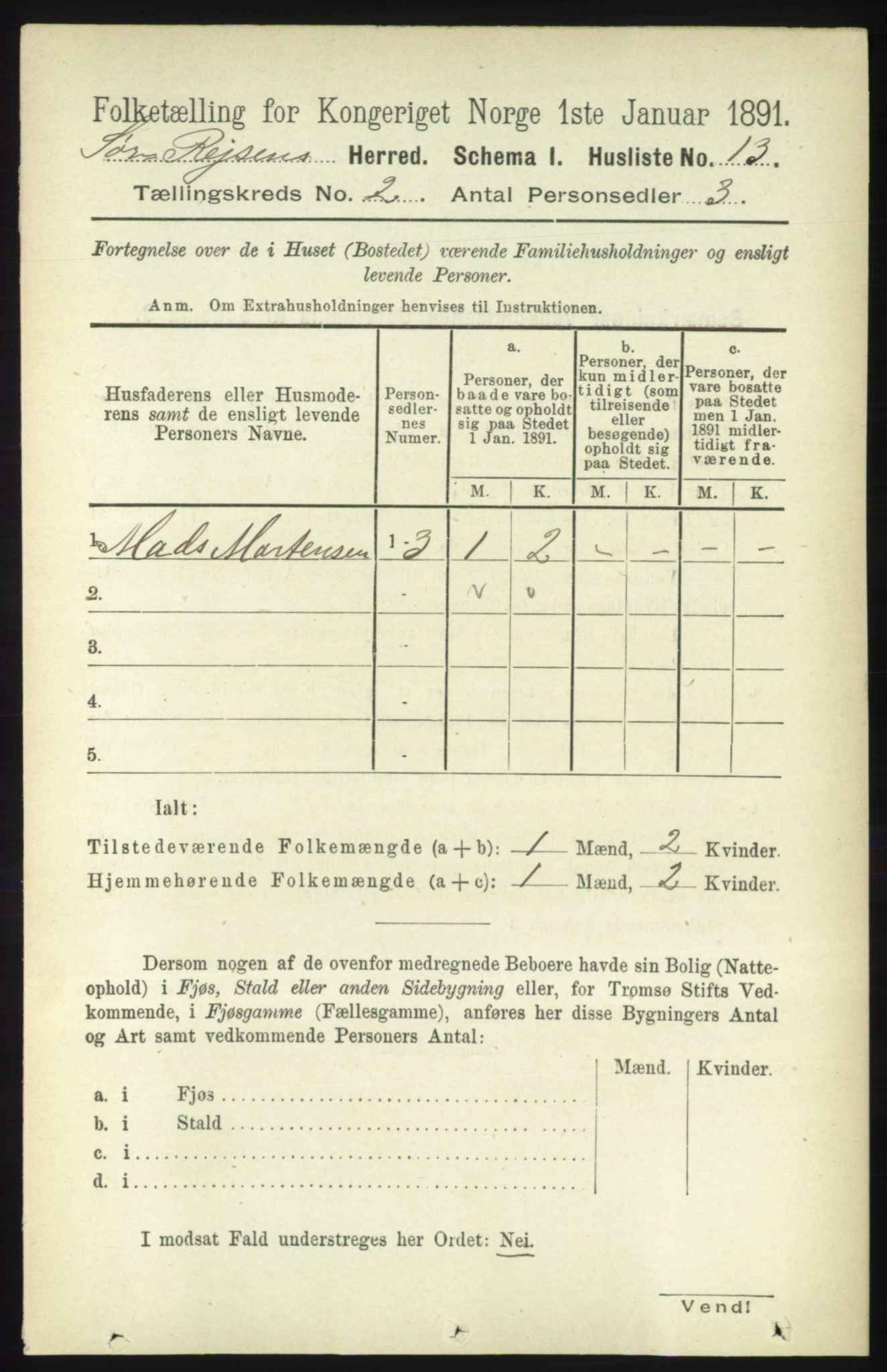 RA, 1891 census for 1925 Sørreisa, 1891, p. 348
