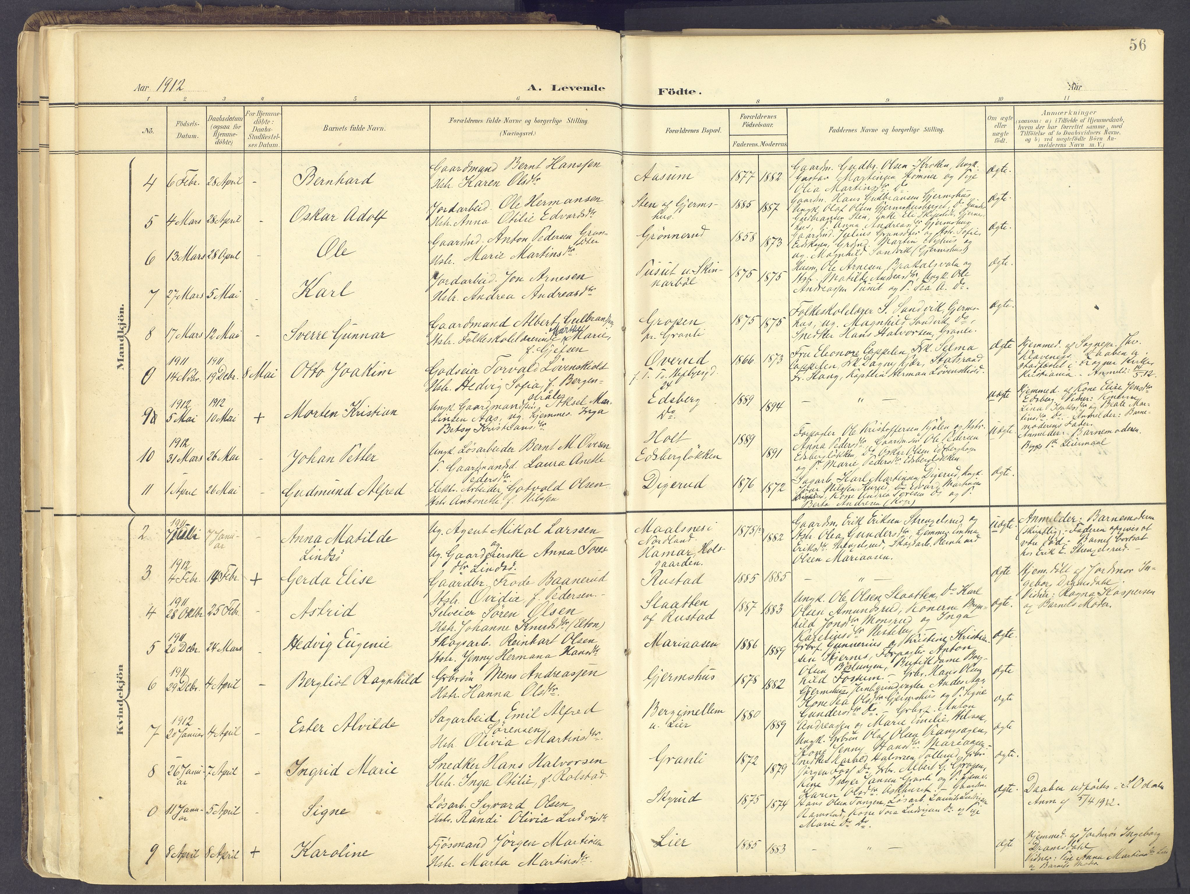 Vinger prestekontor, AV/SAH-PREST-024/H/Ha/Haa/L0017: Parish register (official) no. 17, 1901-1927, p. 56