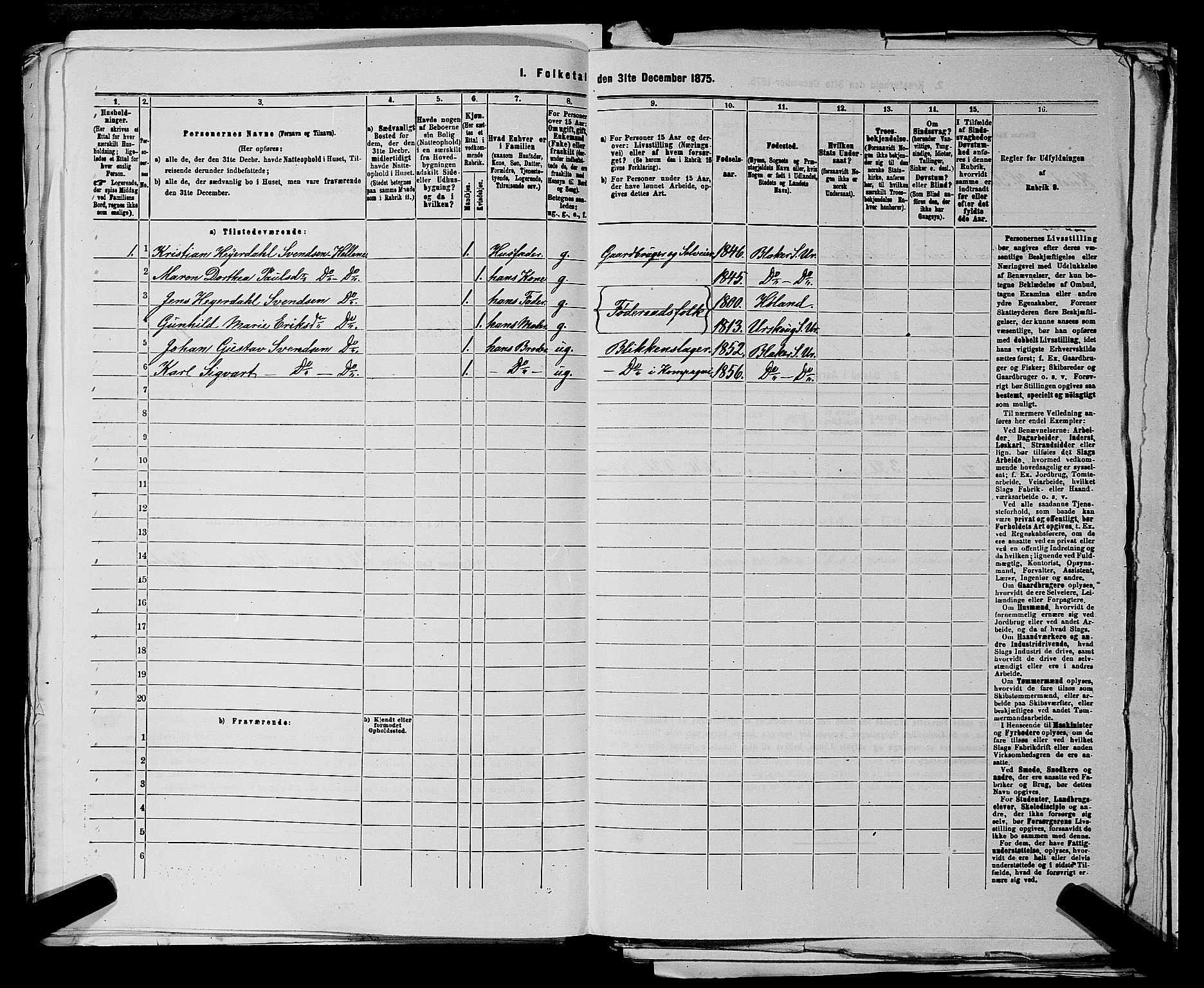 RA, 1875 census for 0224P Aurskog, 1875, p. 1224