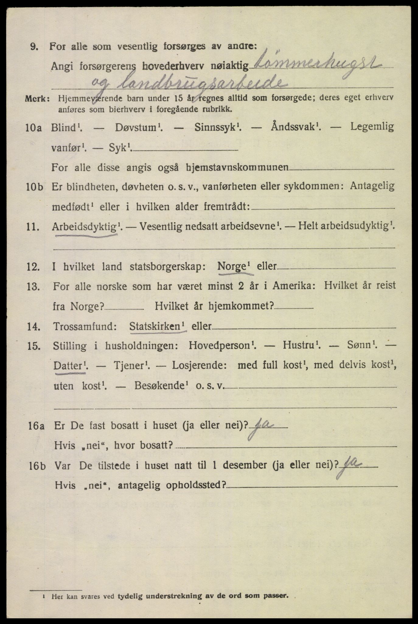 SAK, 1920 census for Vegårshei, 1920, p. 2921