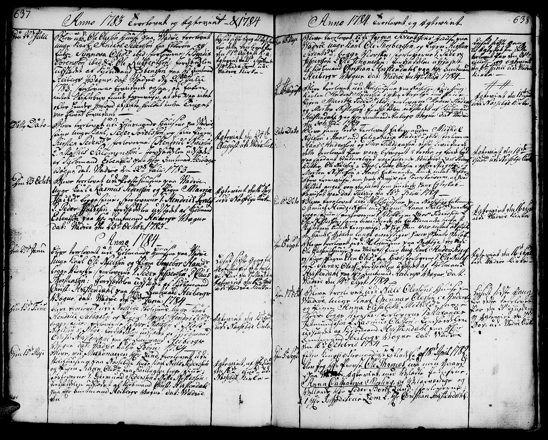 Vadsø sokneprestkontor, SATØ/S-1325/H/Ha/L0002kirke: Parish register (official) no. 2, 1764-1821, p. 637-638