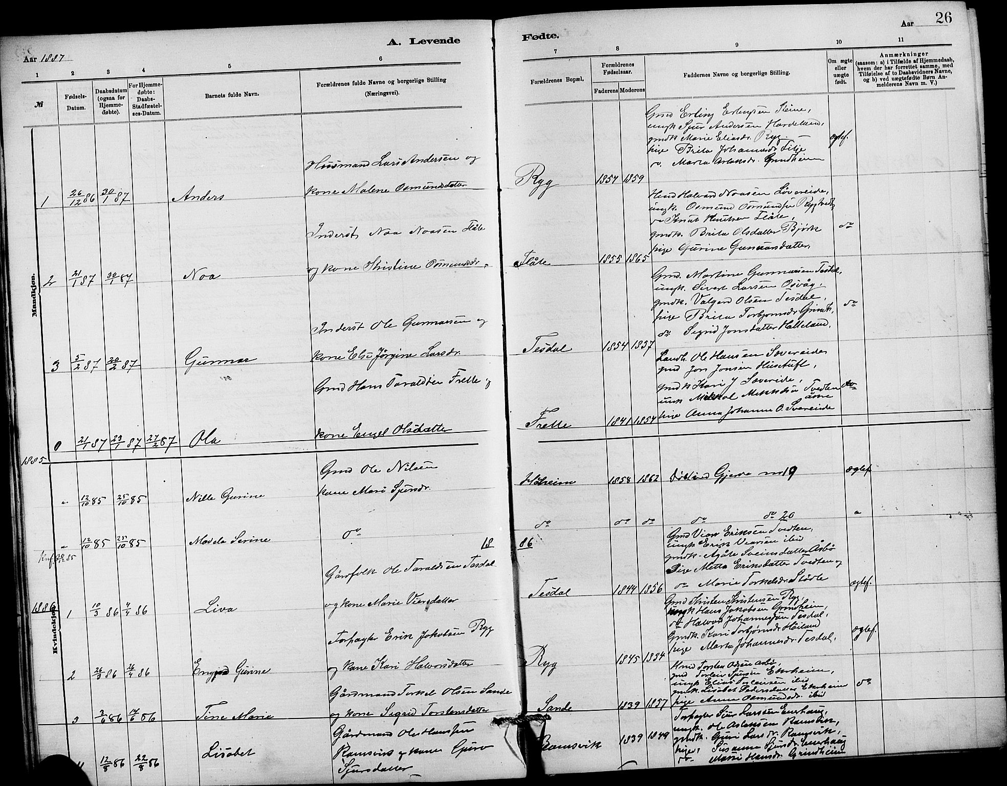 Etne sokneprestembete, SAB/A-75001/H/Hab: Parish register (copy) no. C 4, 1879-1896, p. 26