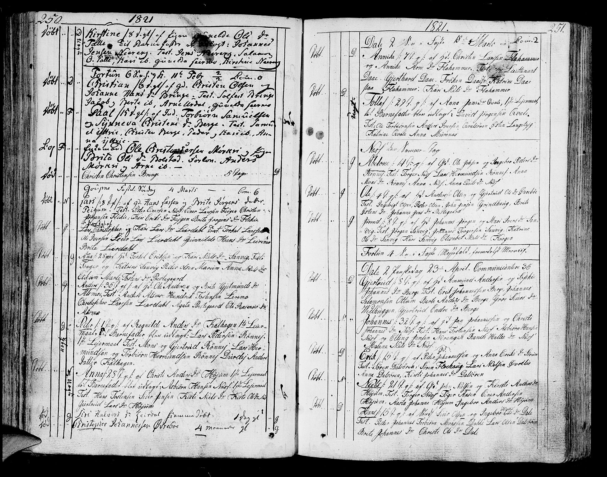 Luster sokneprestembete, SAB/A-81101/H/Haa/Haaa/L0003: Parish register (official) no. A 3, 1803-1821, p. 250-251