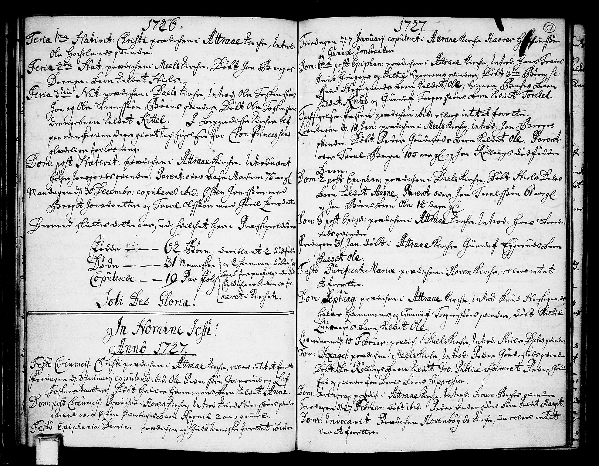 Tinn kirkebøker, SAKO/A-308/F/Fa/L0001: Parish register (official) no. I 1, 1717-1734, p. 51