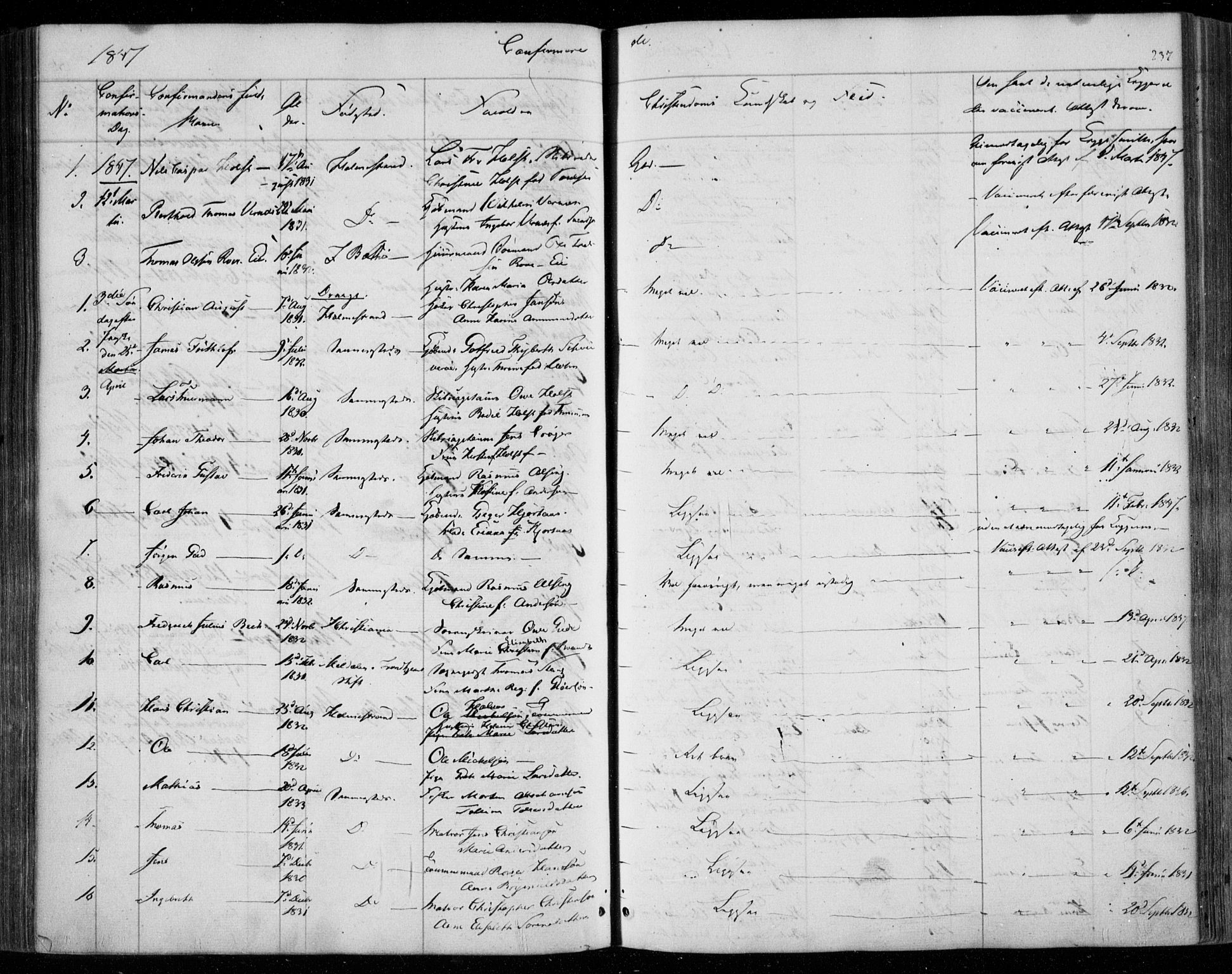 Holmestrand kirkebøker, AV/SAKO-A-346/F/Fa/L0002: Parish register (official) no. 2, 1840-1866, p. 237