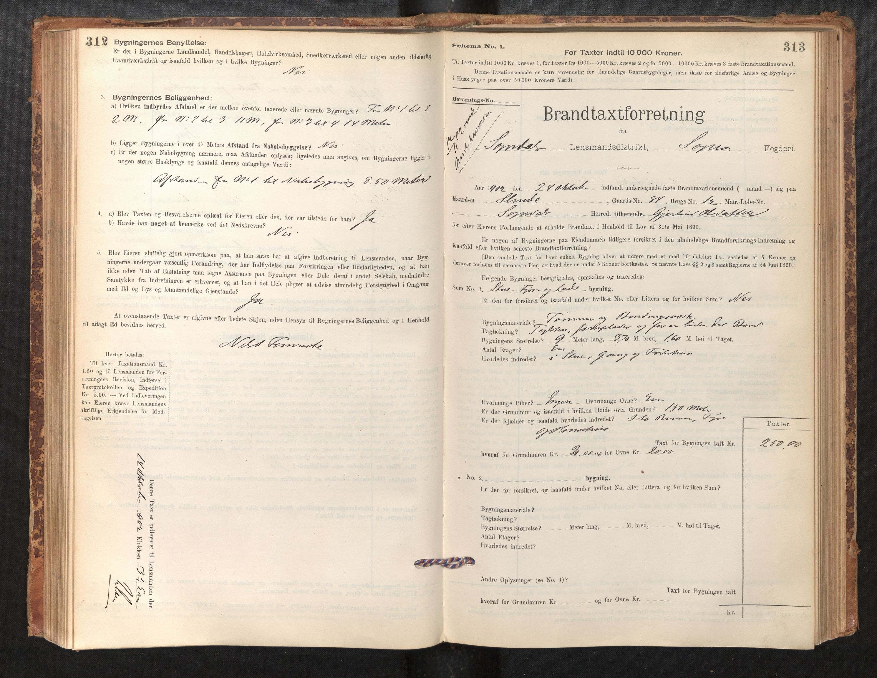 Lensmannen i Sogndal, AV/SAB-A-29901/0012/L0008: Branntakstprotokoll, skjematakst, 1895-1906, p. 312-313