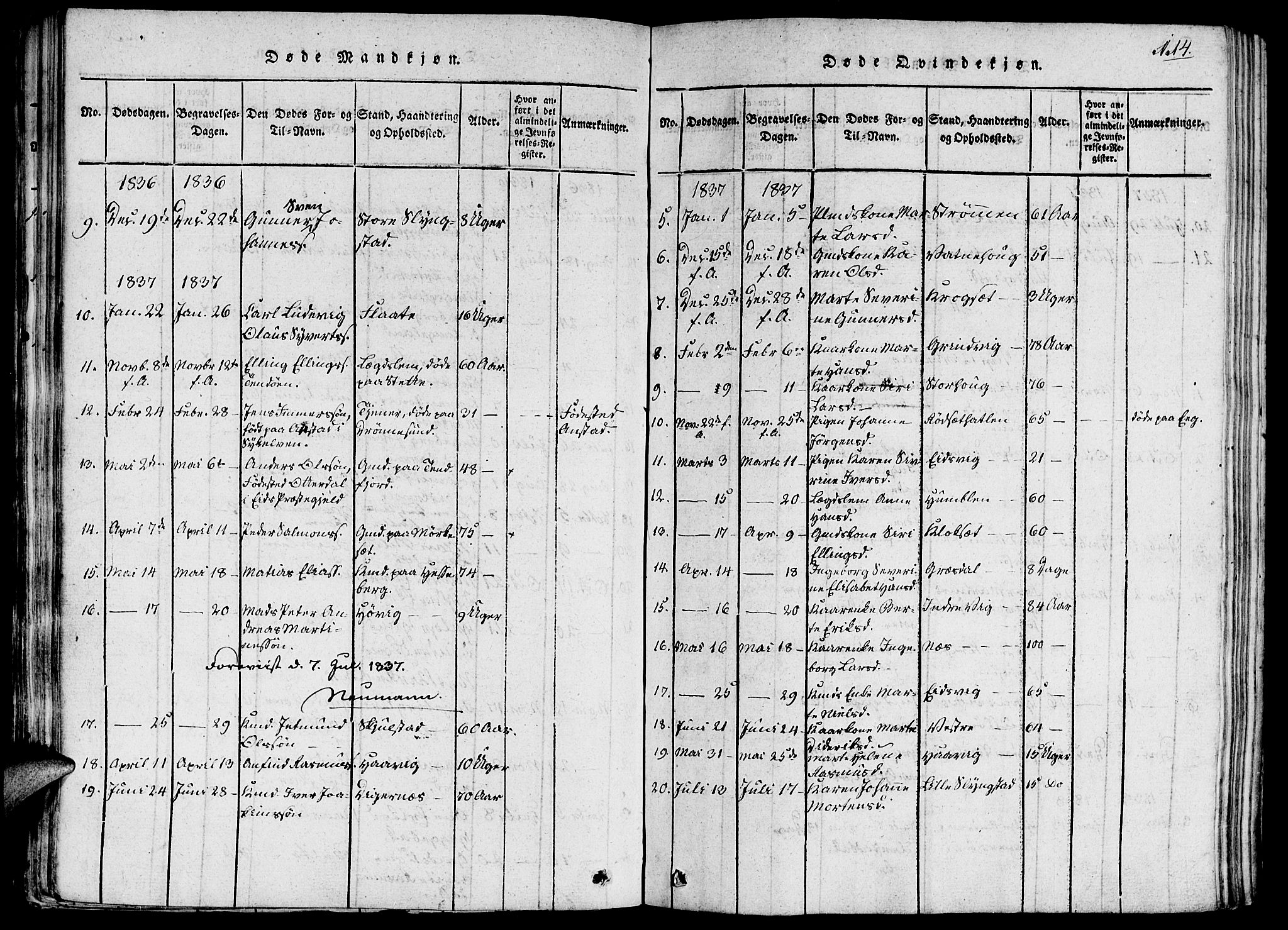 Ministerialprotokoller, klokkerbøker og fødselsregistre - Møre og Romsdal, AV/SAT-A-1454/524/L0351: Parish register (official) no. 524A03, 1816-1838, p. 114