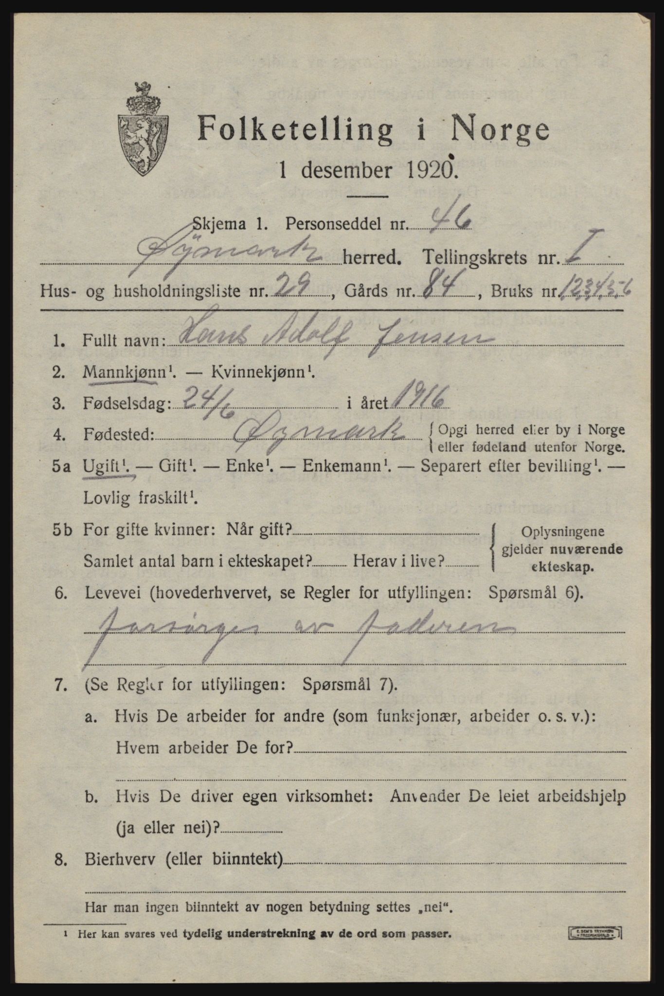 SAO, 1920 census for Øymark, 1920, p. 1057