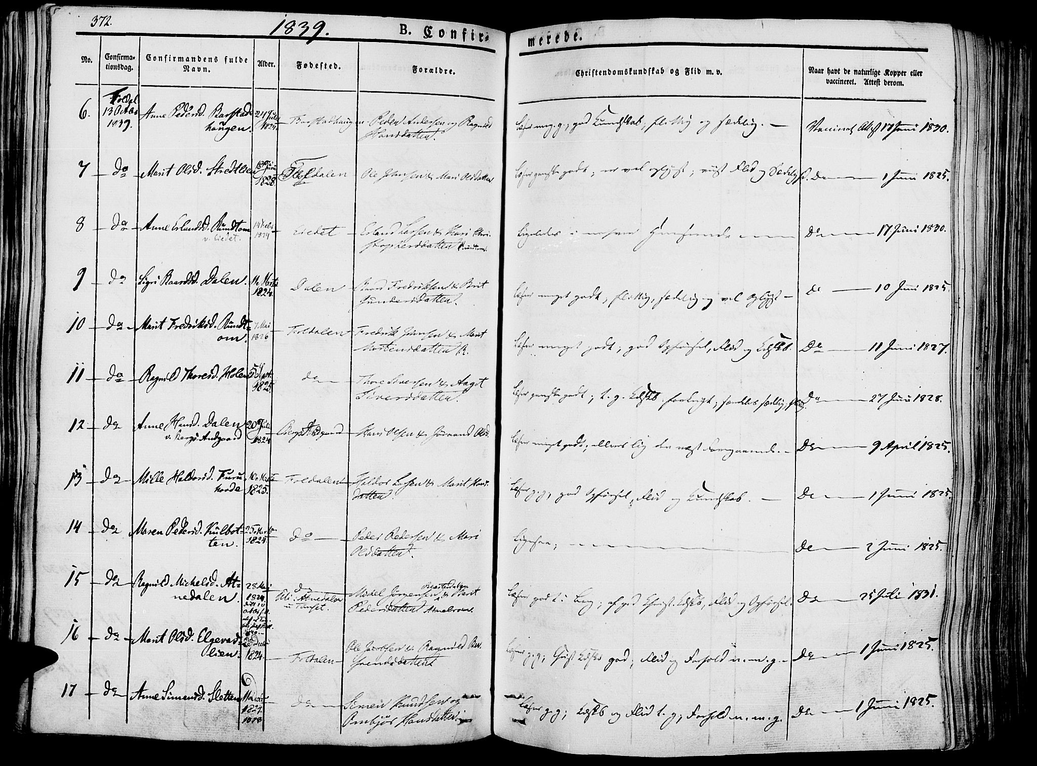 Lesja prestekontor, SAH/PREST-068/H/Ha/Haa/L0005: Parish register (official) no. 5, 1830-1842, p. 372