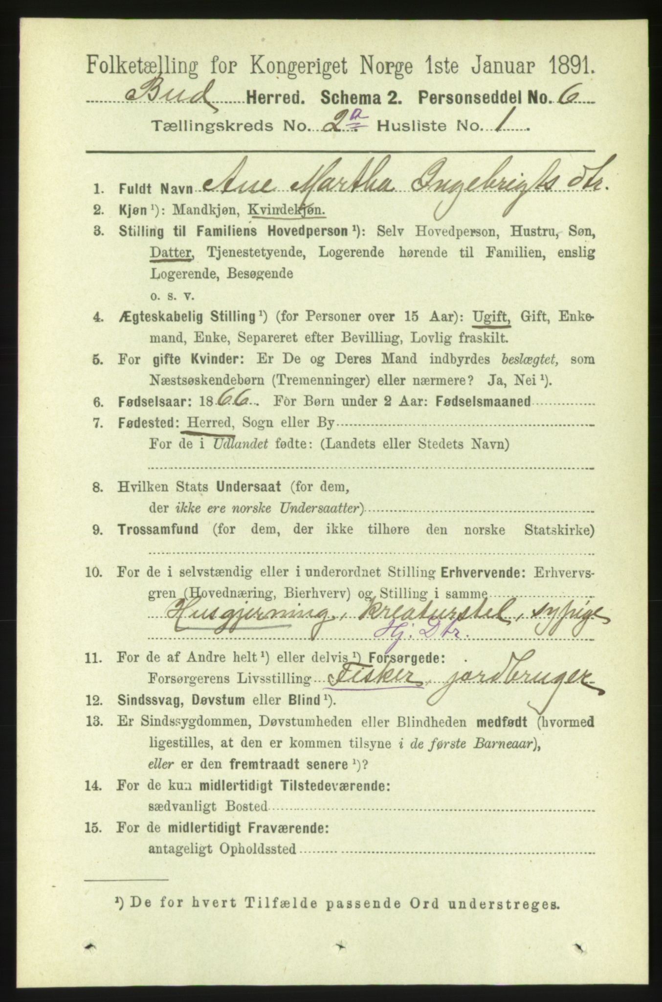 RA, 1891 census for 1549 Bud, 1891, p. 741