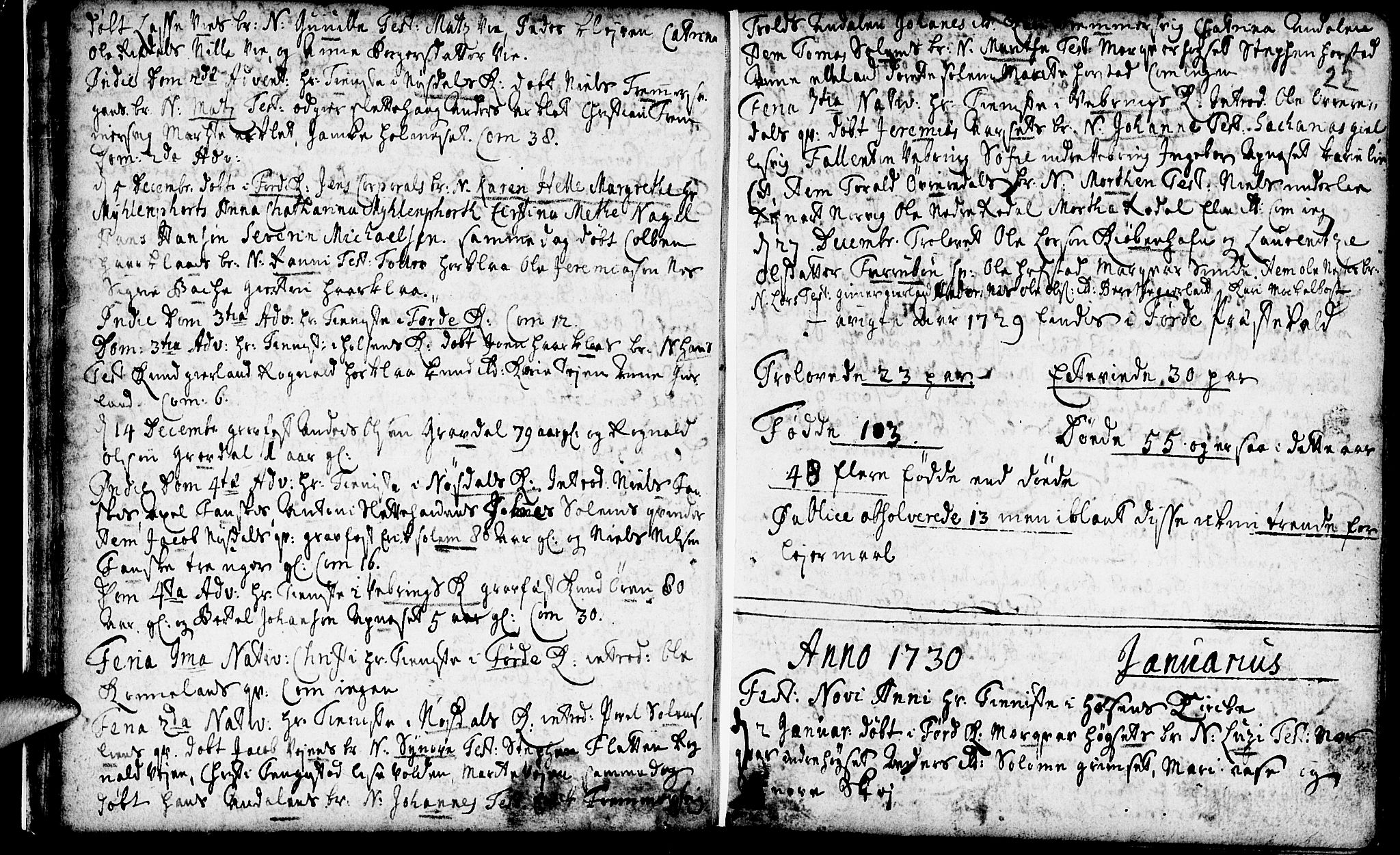 Førde sokneprestembete, SAB/A-79901/H/Haa/Haaa/L0002: Parish register (official) no. A 2, 1728-1748, p. 22