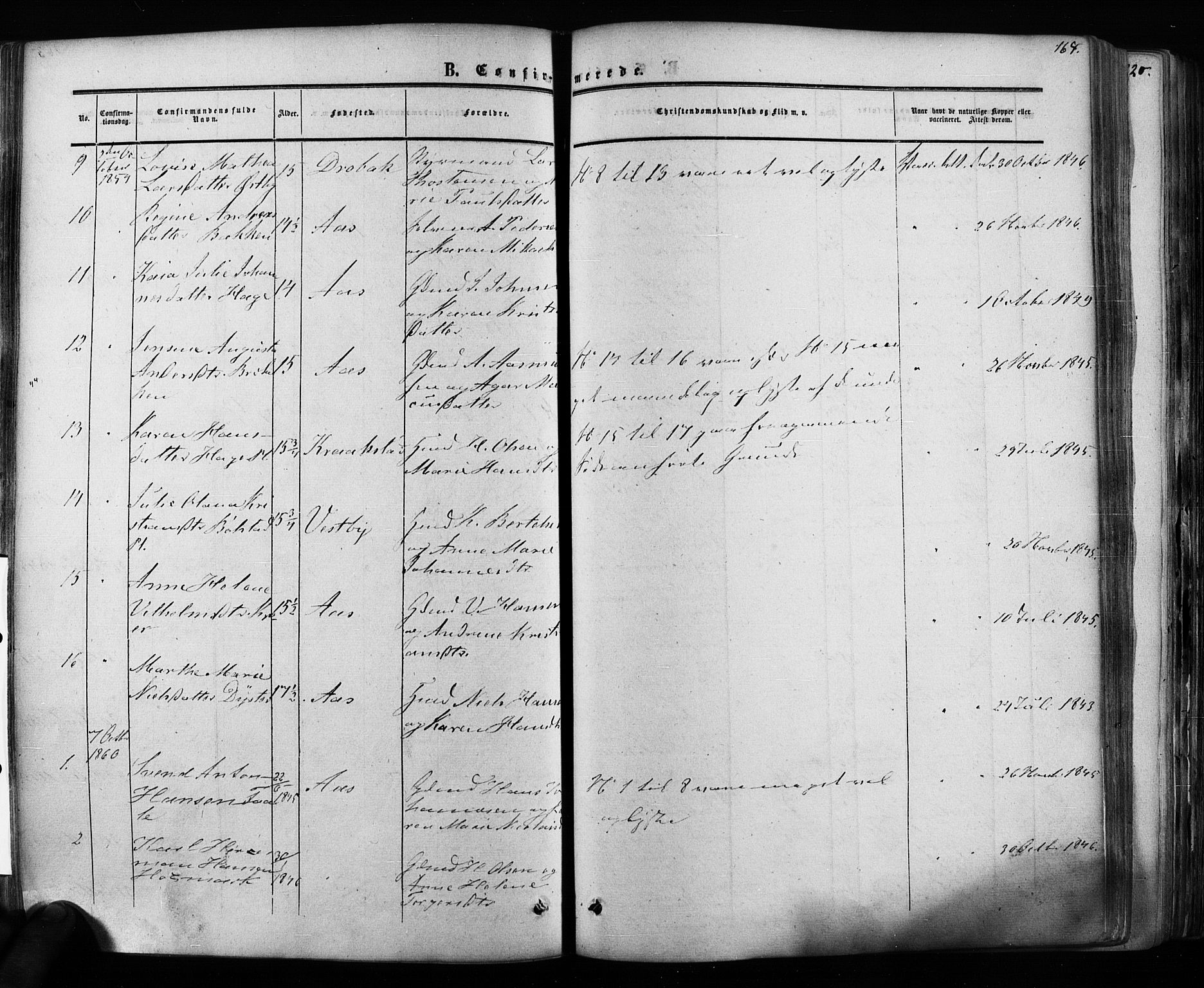 Ås prestekontor Kirkebøker, AV/SAO-A-10894/F/Fa/L0007: Parish register (official) no. I 7, 1854-1870, p. 164