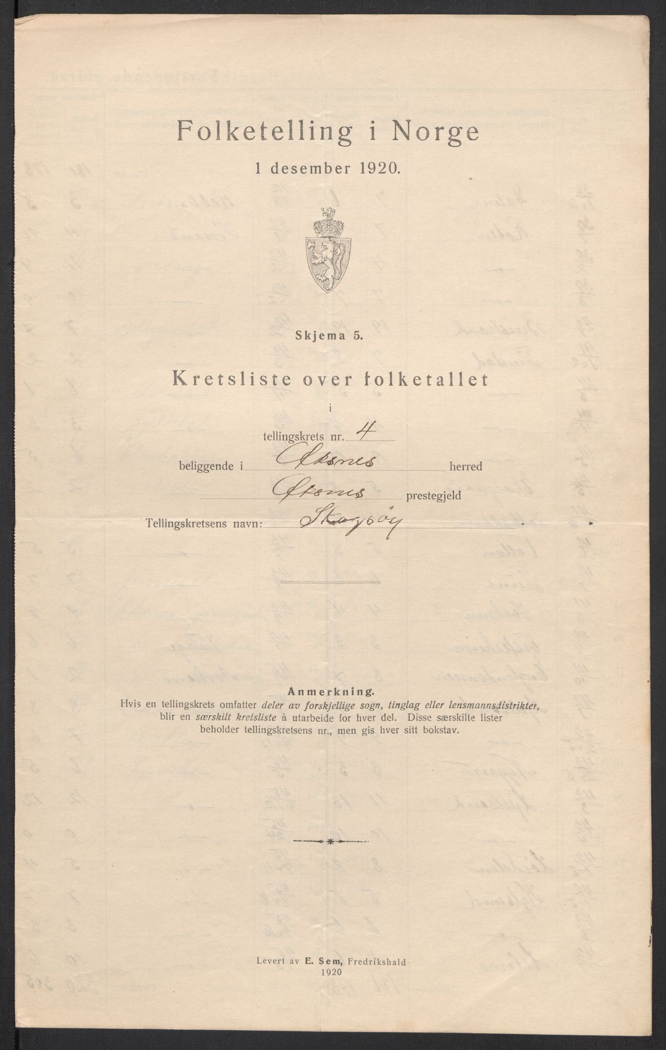 SAT, 1920 census for Øksnes, 1920, p. 15