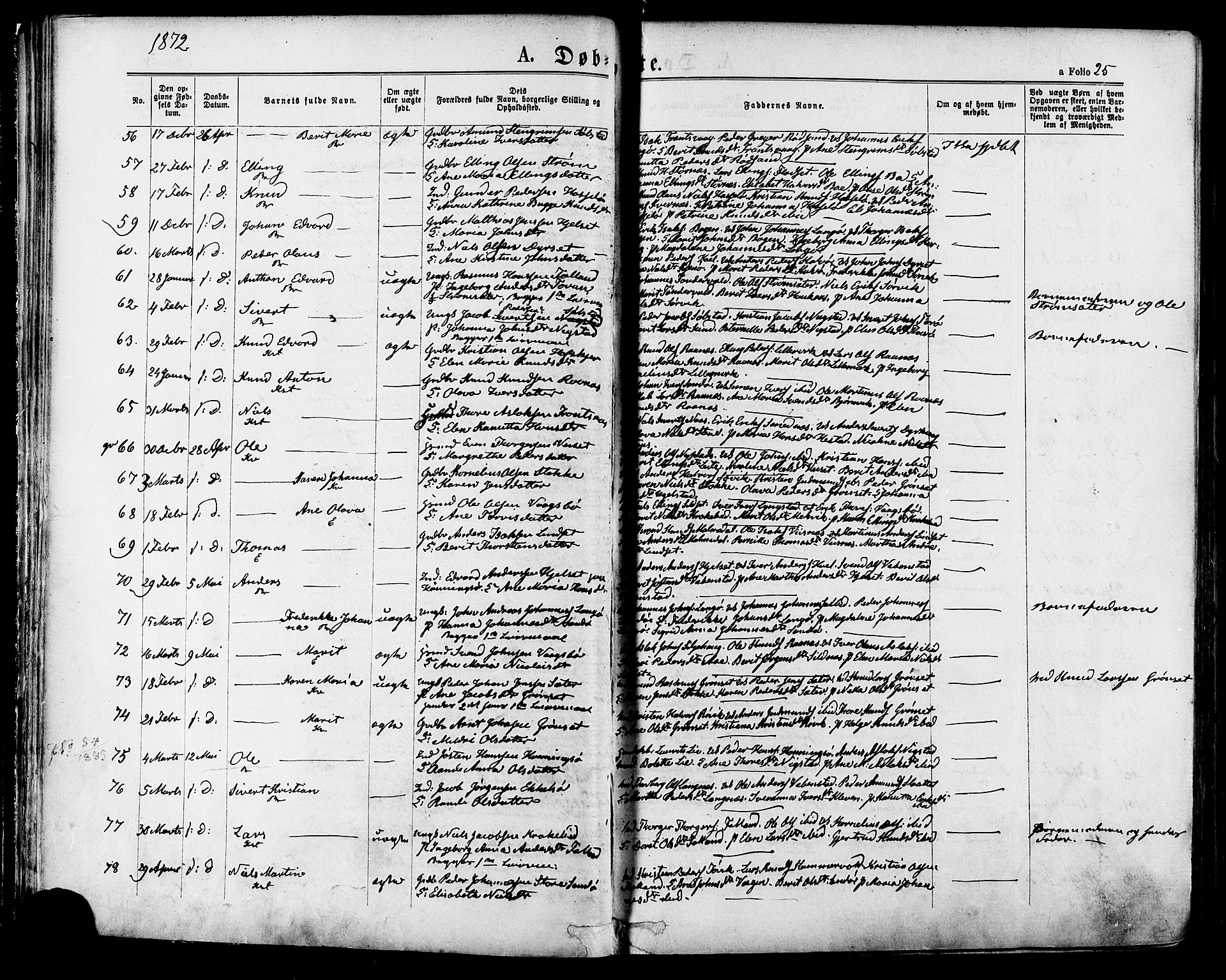 Ministerialprotokoller, klokkerbøker og fødselsregistre - Møre og Romsdal, SAT/A-1454/568/L0805: Parish register (official) no. 568A12 /1, 1869-1884, p. 25