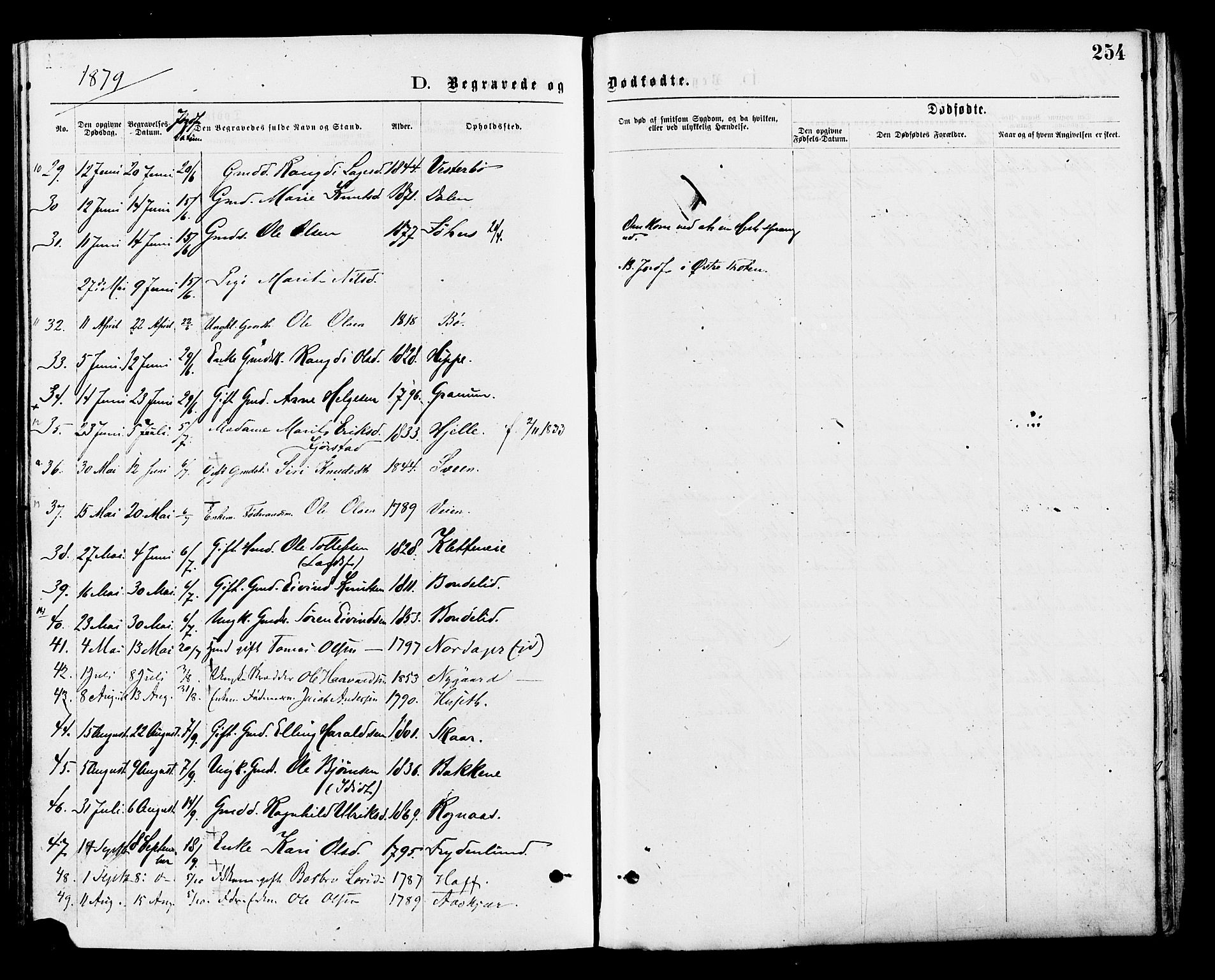 Nord-Aurdal prestekontor, SAH/PREST-132/H/Ha/Haa/L0009: Parish register (official) no. 9, 1876-1882, p. 254